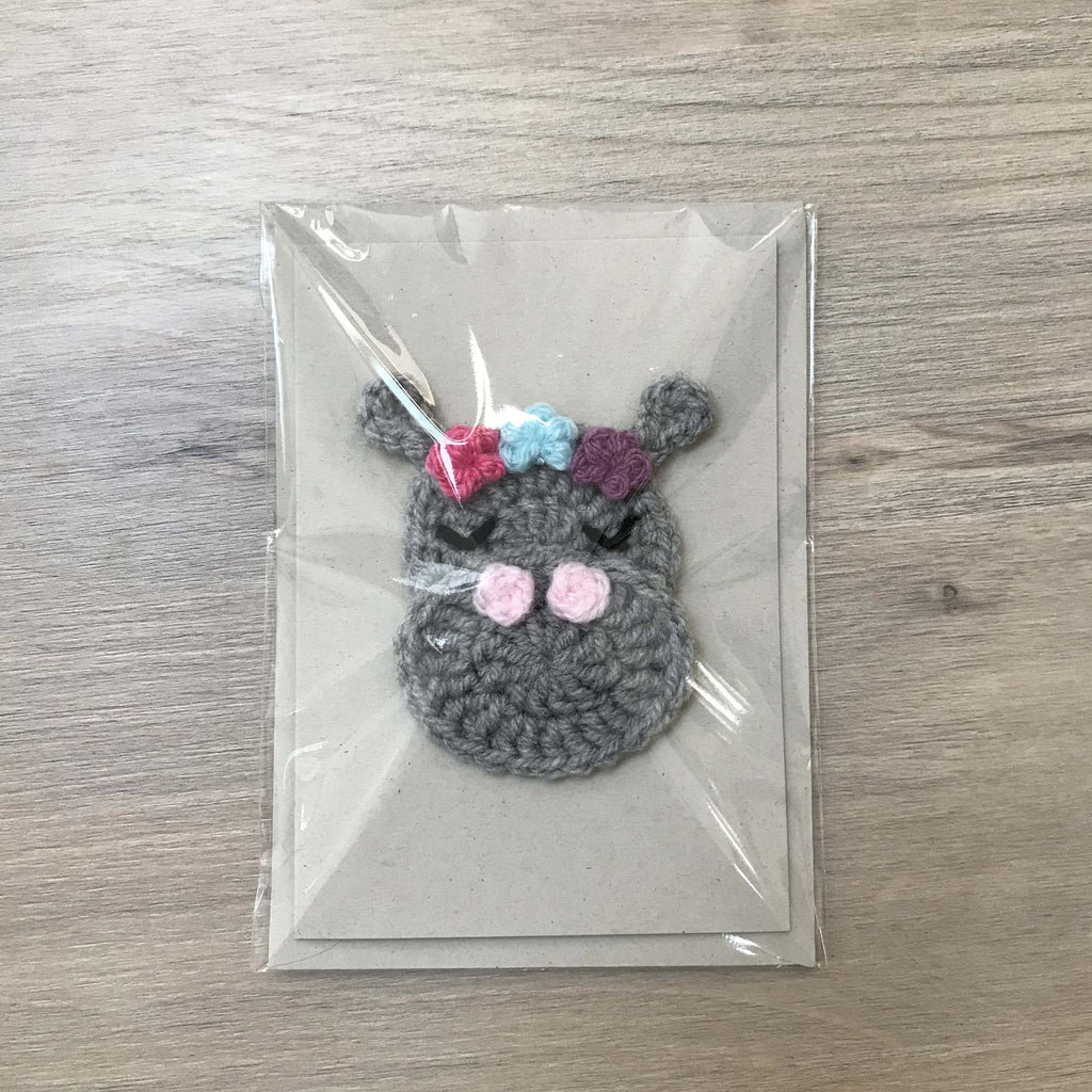 Crochet Hippo 100% Recycled Greetings Card