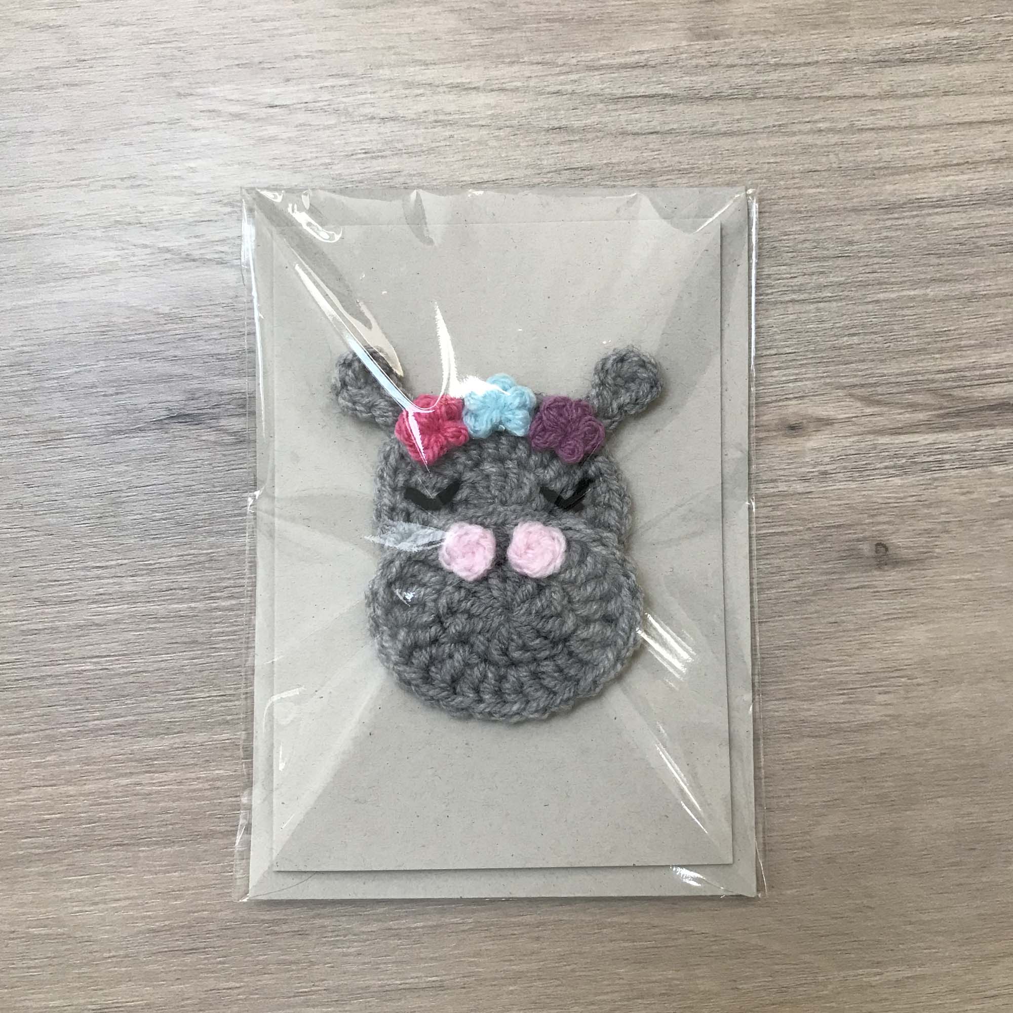 Crochet Hippo 100% Recycled Greetings Card