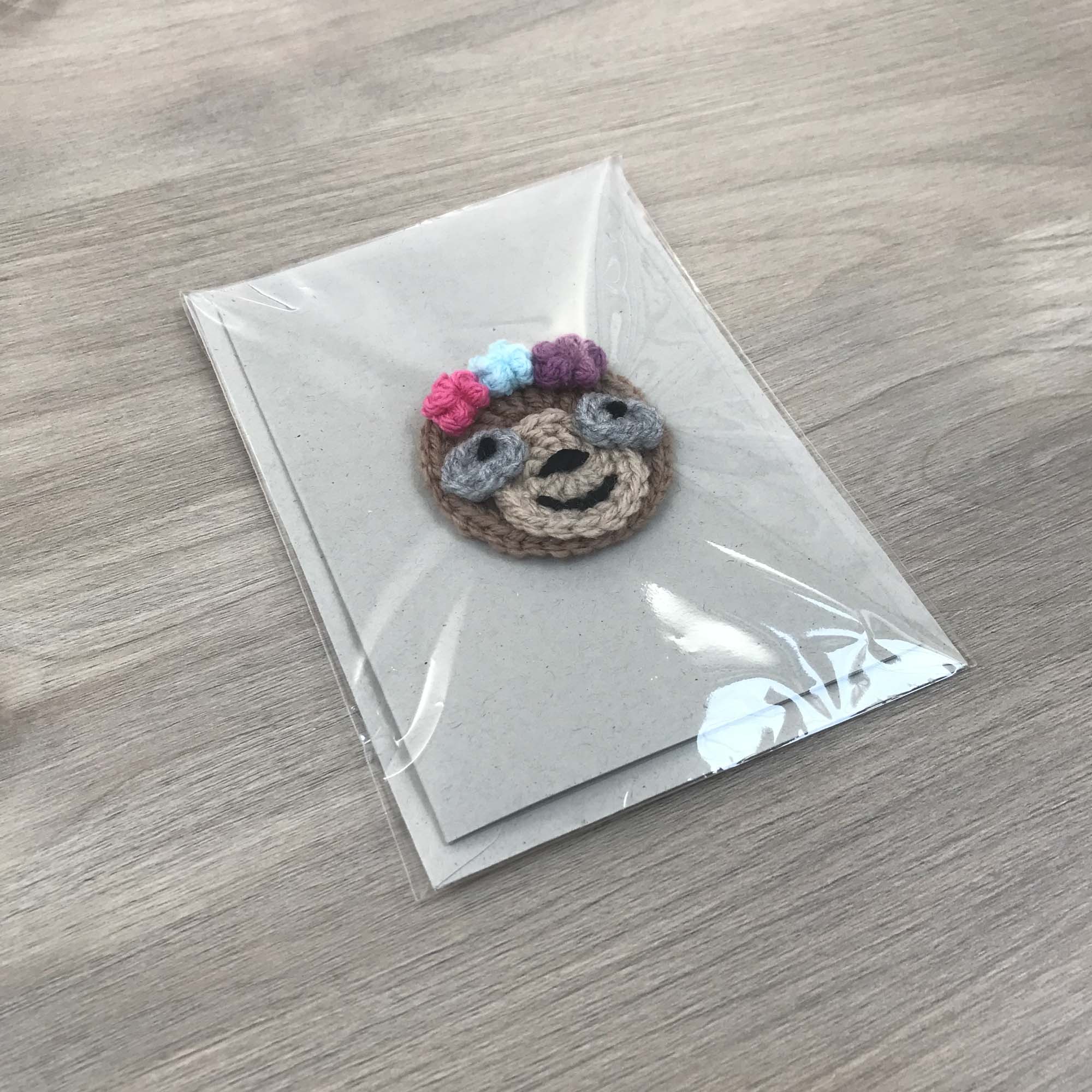 Crochet Sloth 100% Recycled Greetings Card