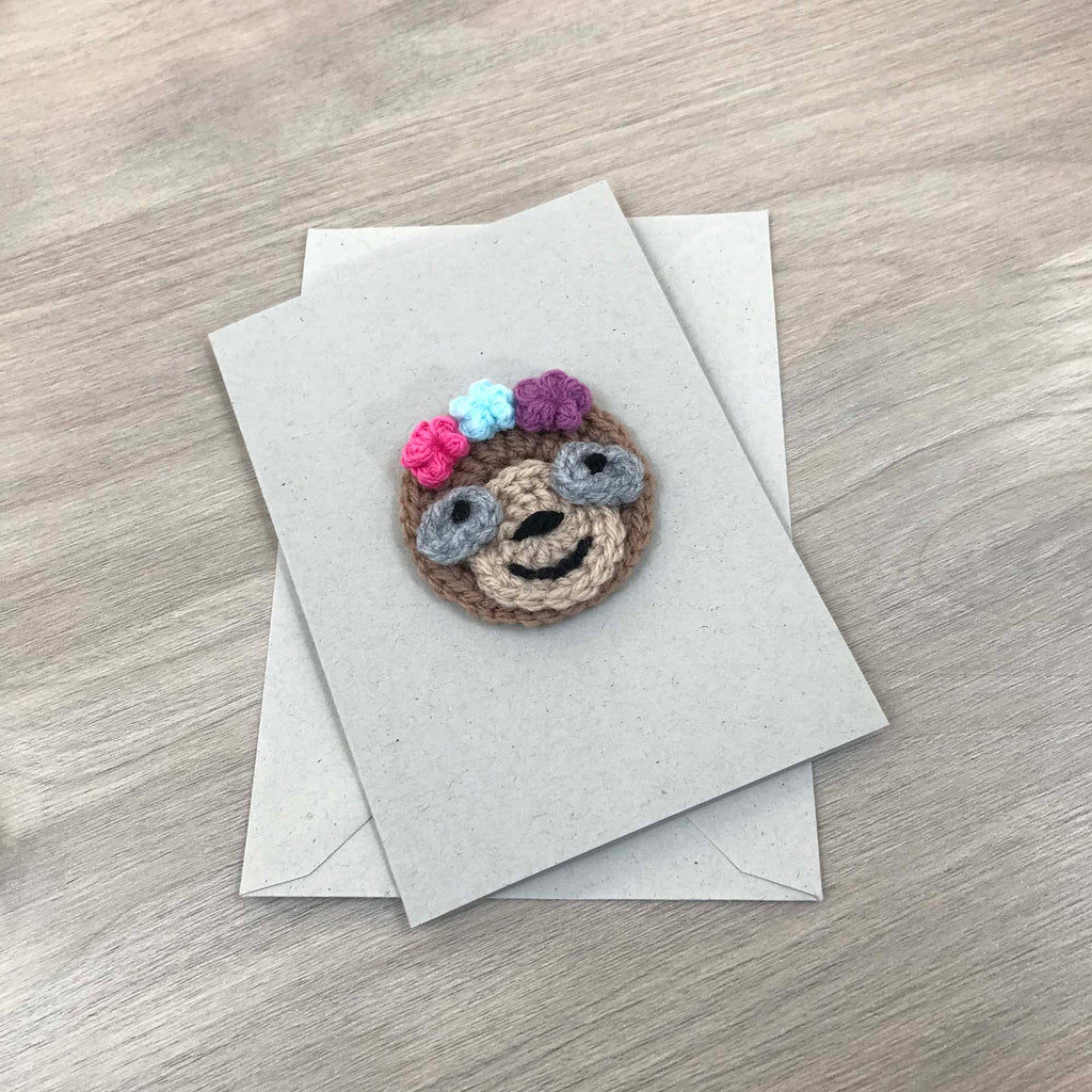 Crochet Sloth 100% Recycled Greetings Card