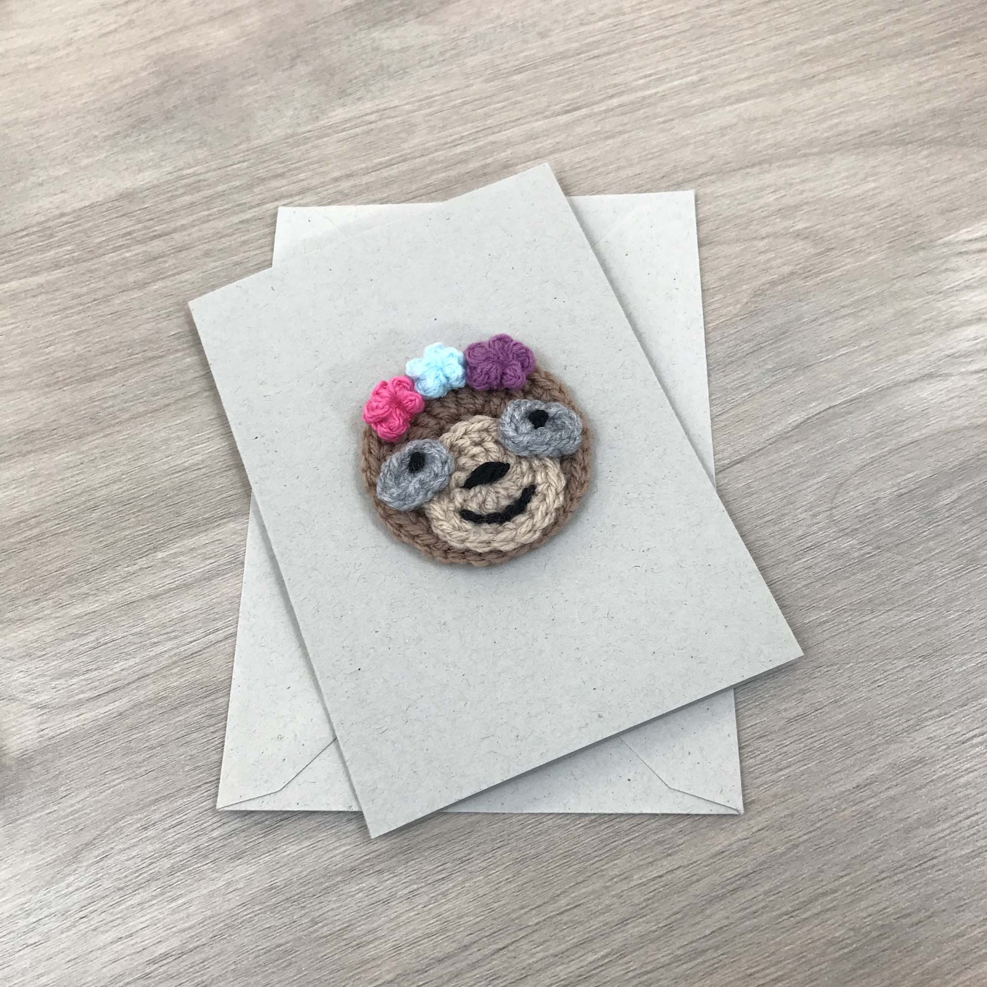 Crochet Sloth 100% Recycled Greetings Card
