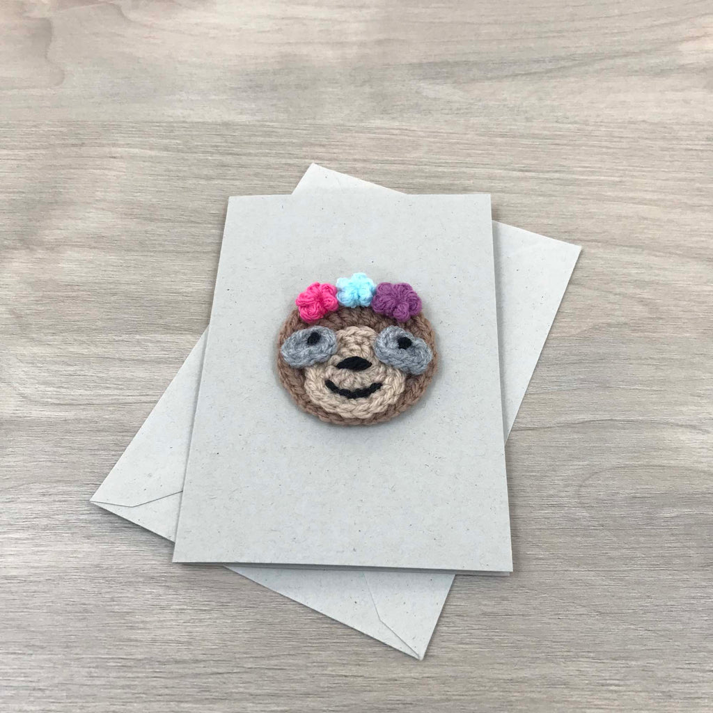 Crochet Sloth 100% Recycled Greetings Card