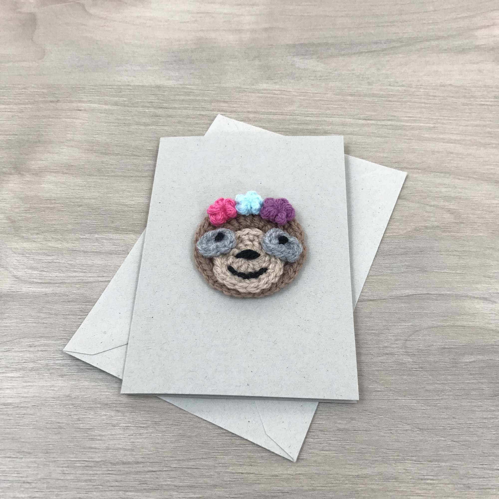 Crochet Sloth 100% Recycled Greetings Card