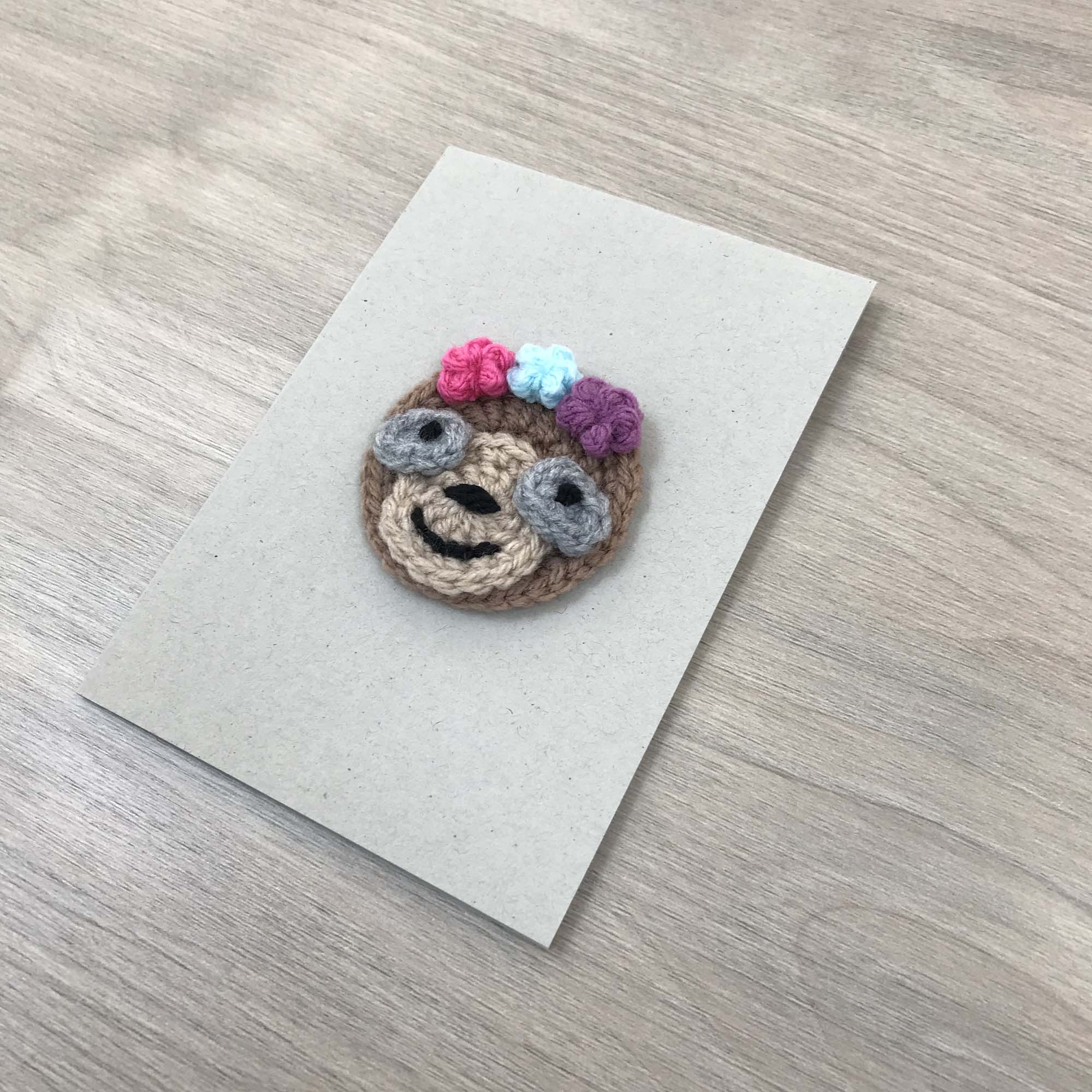 Crochet Sloth 100% Recycled Greetings Card