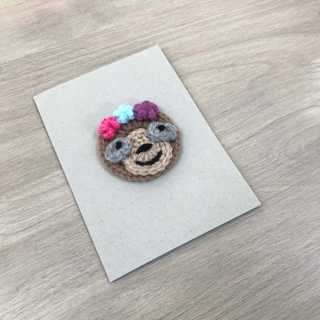 Crochet Sloth 100% Recycled Greetings Card