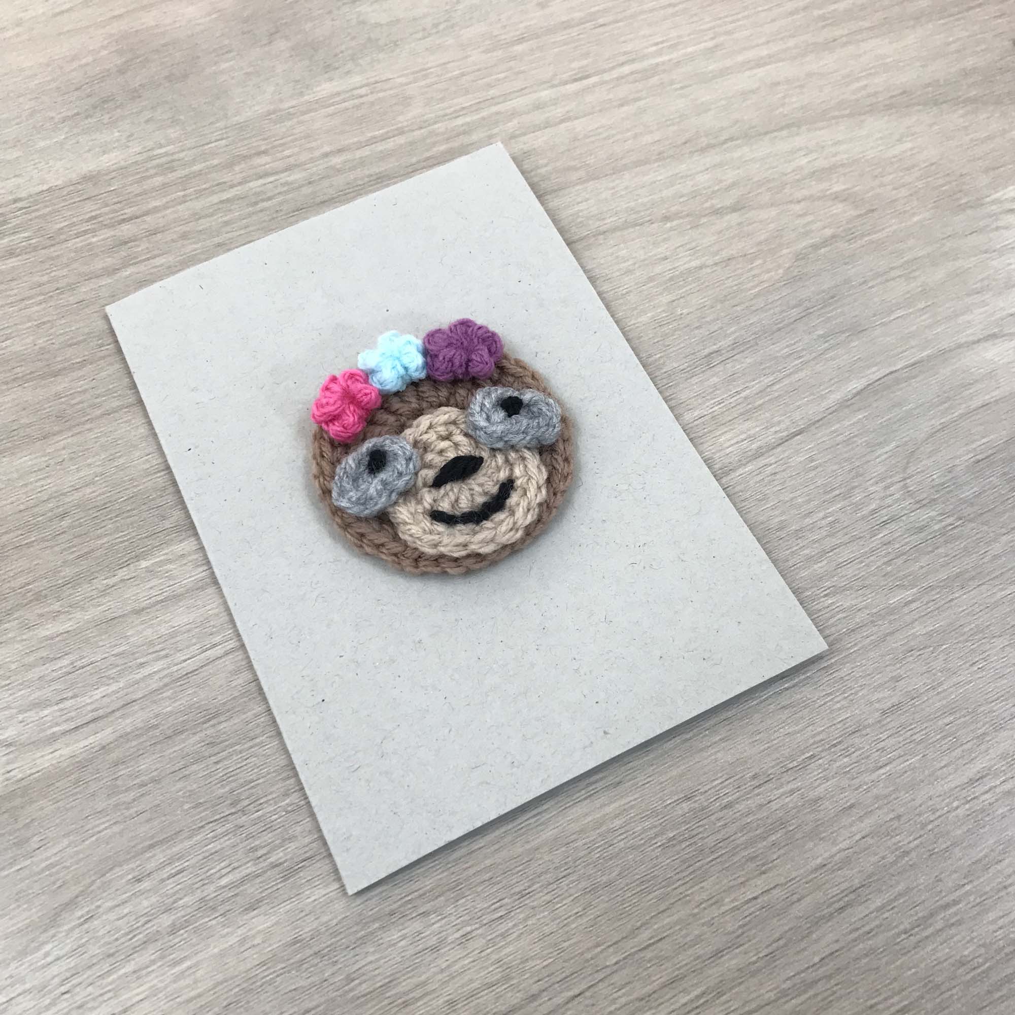 Crochet Sloth 100% Recycled Greetings Card