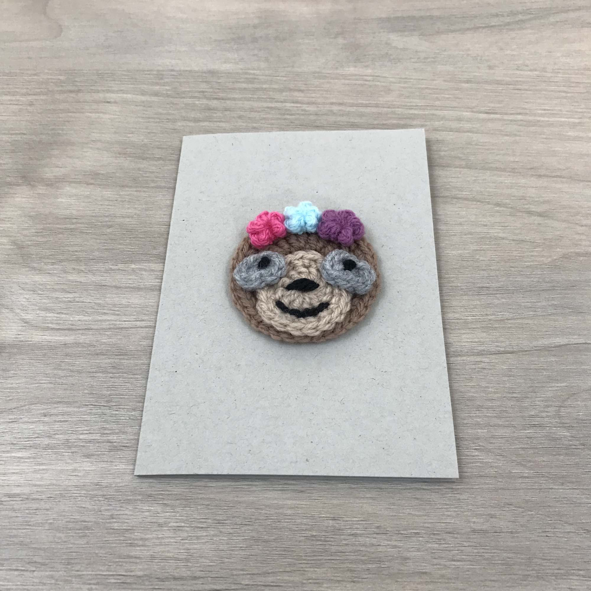 Crochet Sloth 100% Recycled Greetings Card