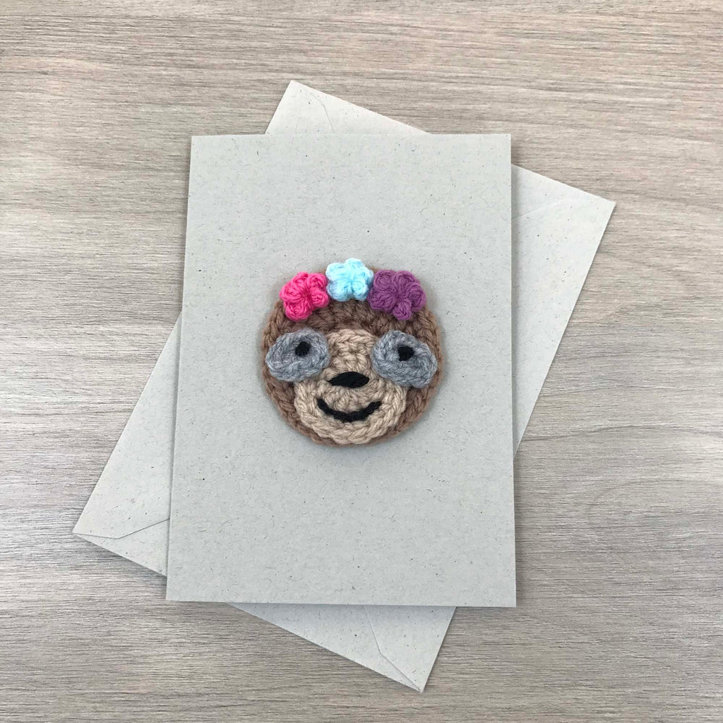 Crochet Sloth 100% Recycled Greetings Card