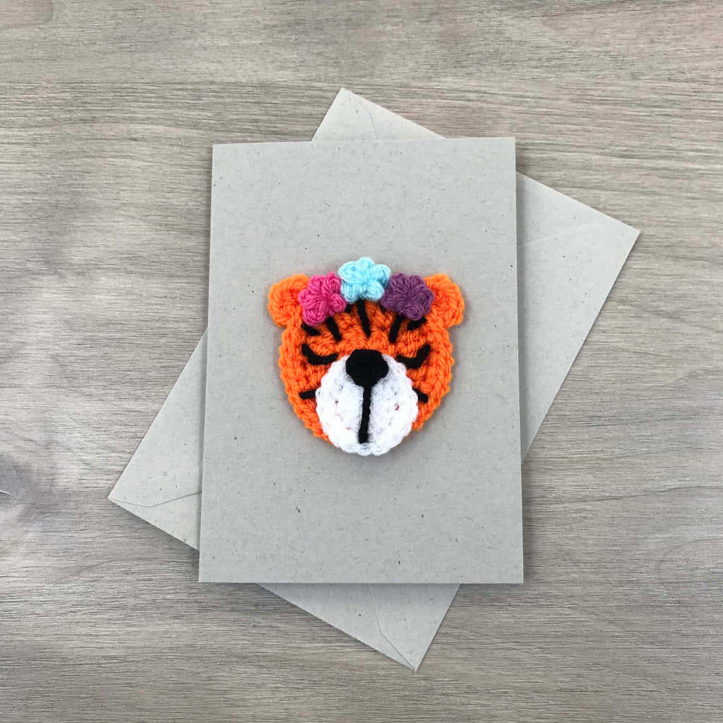 Crochet Tiger 100% Recycled Greetings Card