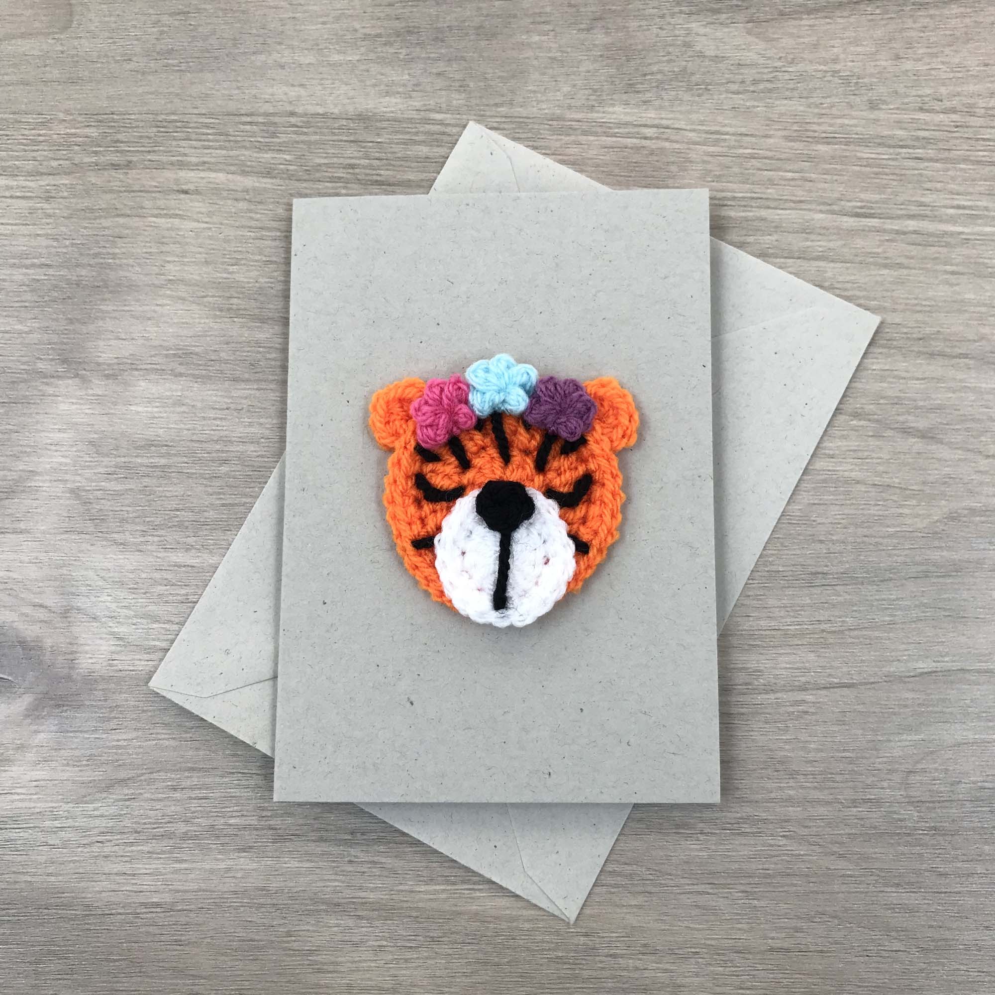 Crochet Tiger 100% Recycled Greetings Card