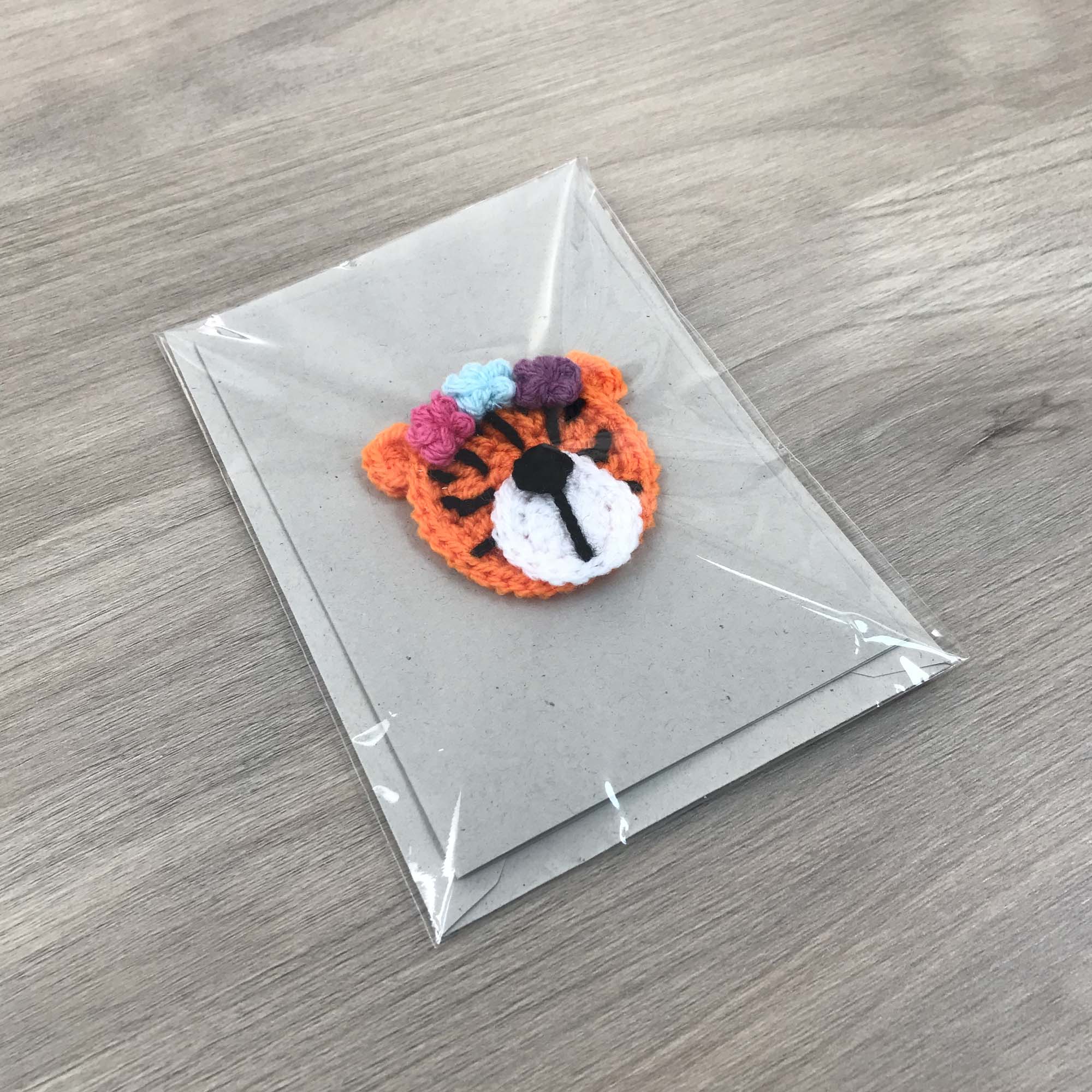 Crochet Tiger 100% Recycled Greetings Card