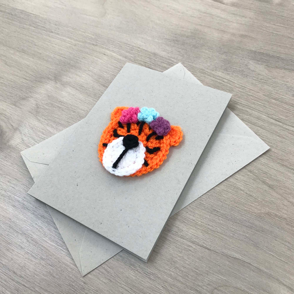 Crochet Tiger 100% Recycled Greetings Card