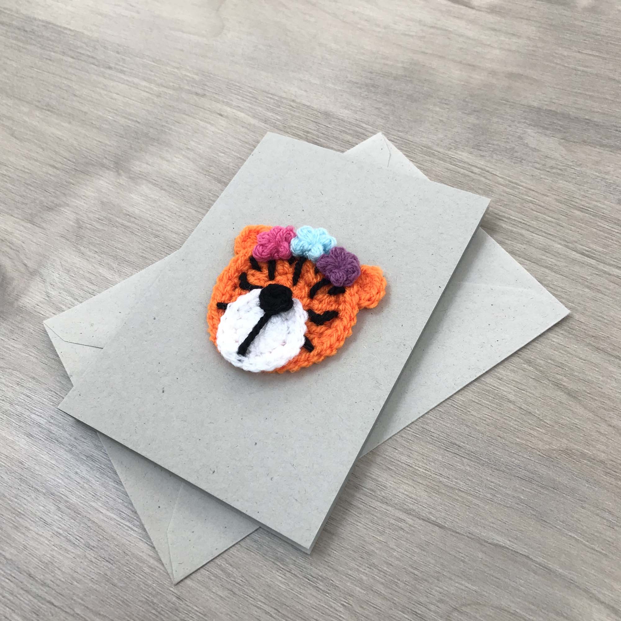 Crochet Tiger 100% Recycled Greetings Card