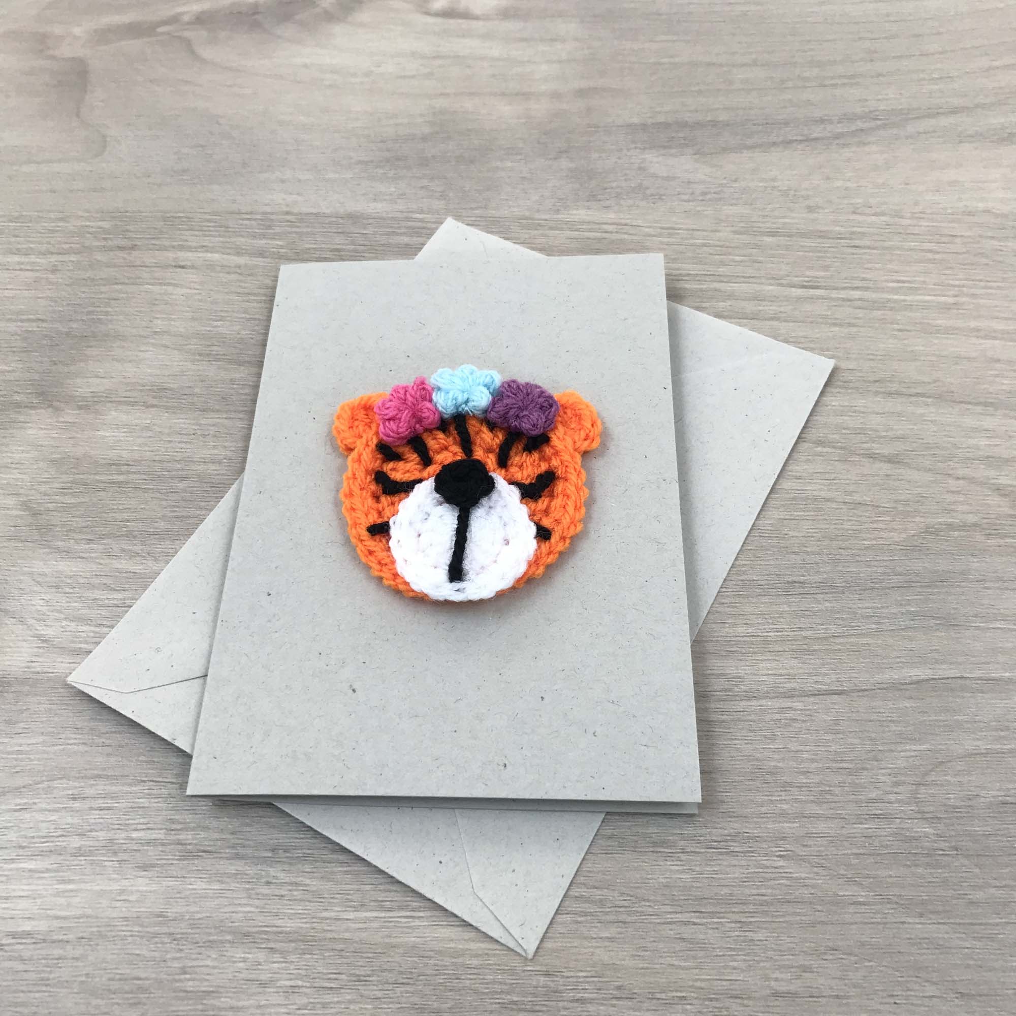 Crochet Tiger 100% Recycled Greetings Card