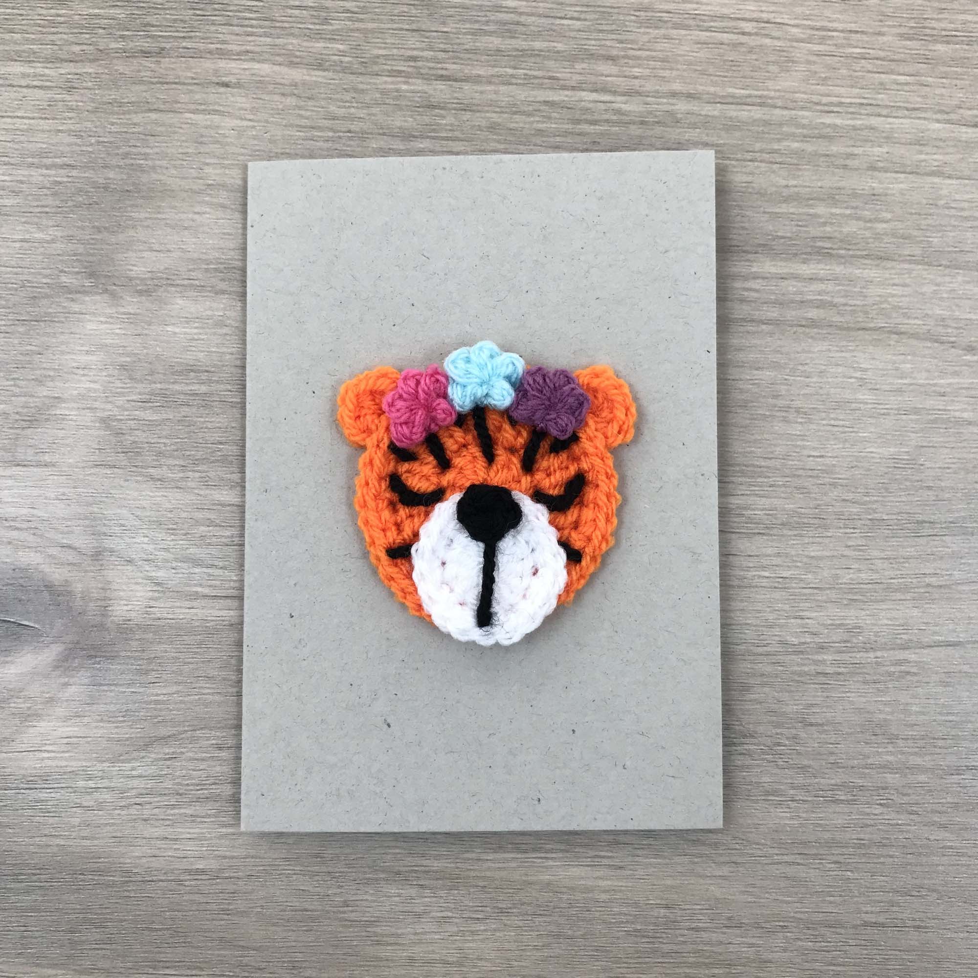 Crochet Tiger 100% Recycled Greetings Card