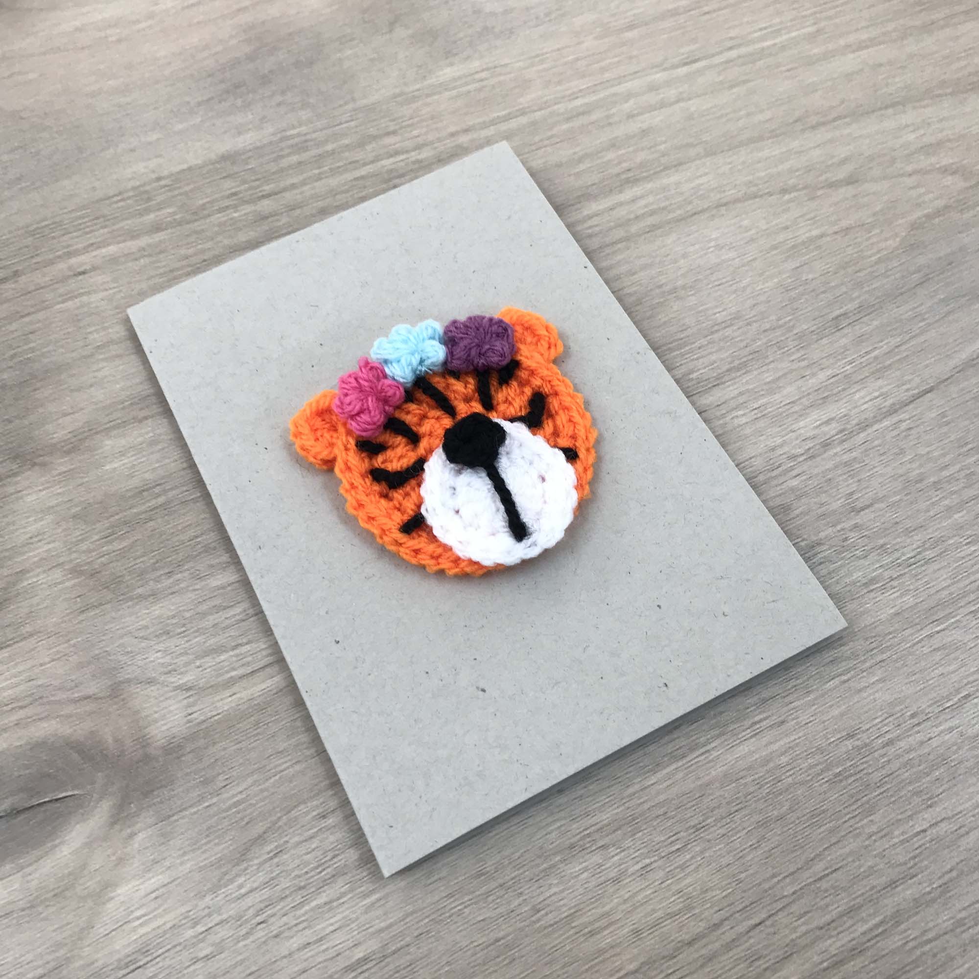 Crochet Tiger 100% Recycled Greetings Card