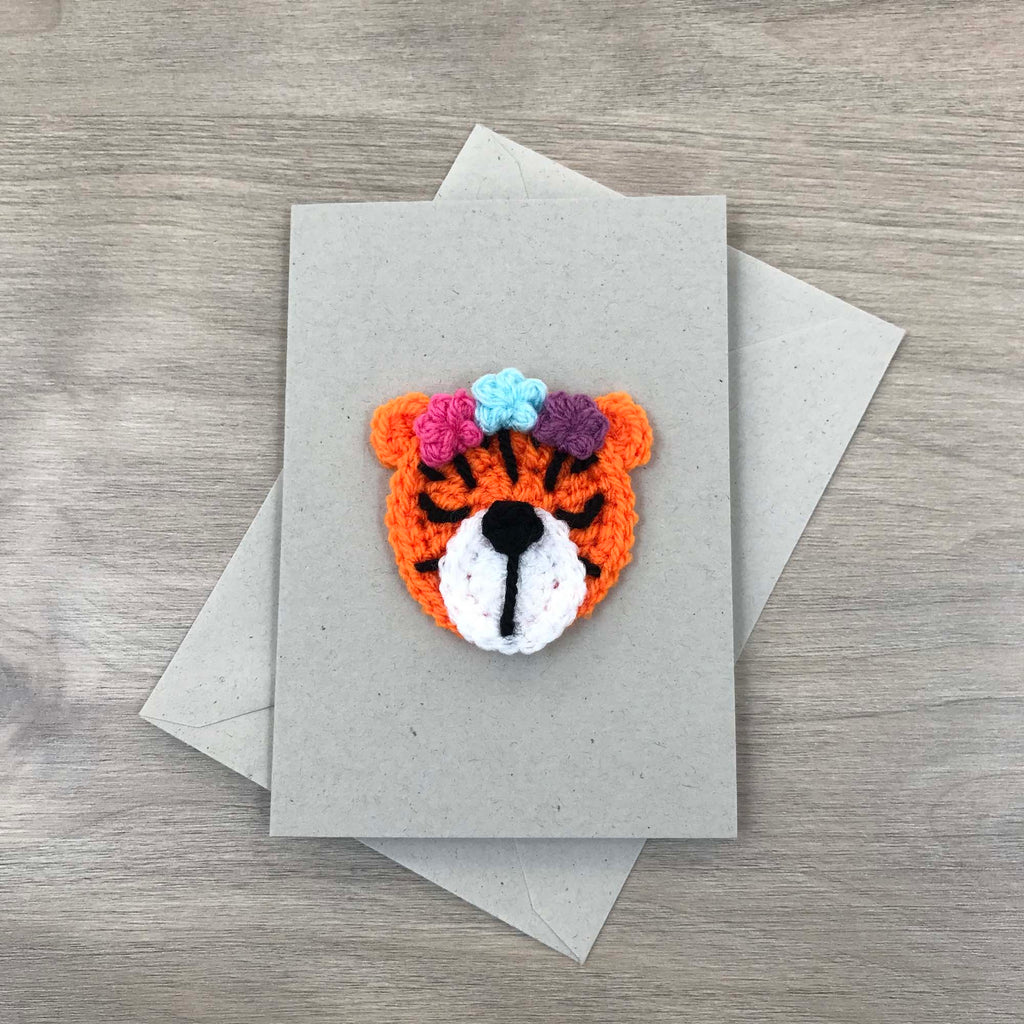 Crochet Tiger 100% Recycled Greetings Card