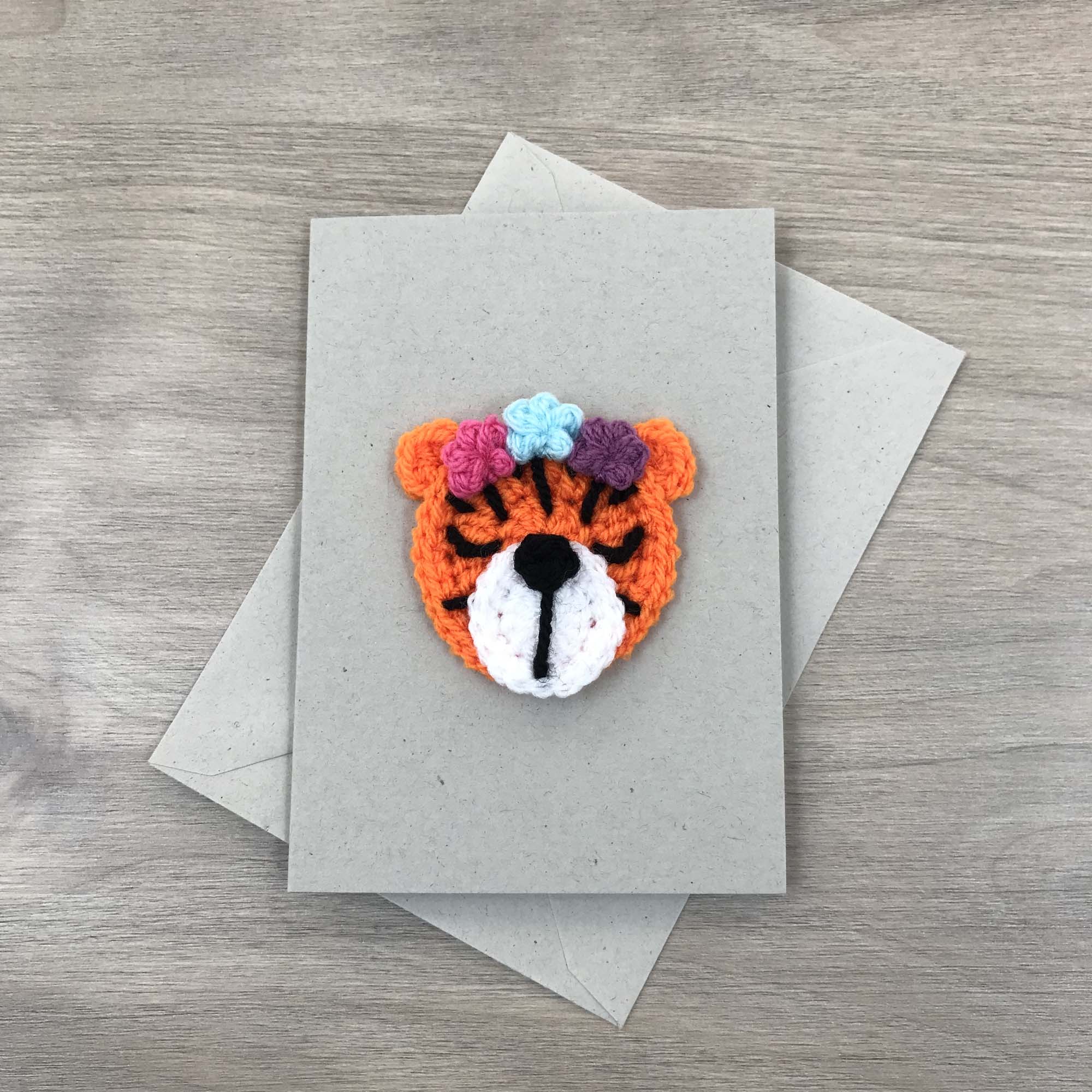 Crochet Tiger 100% Recycled Greetings Card