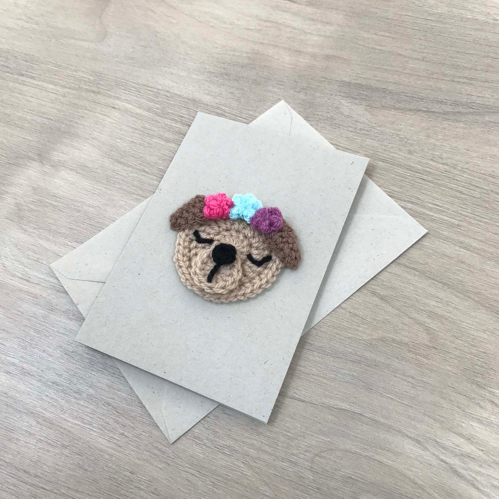 Crochet Dog 100% Recycled Greetings Card
