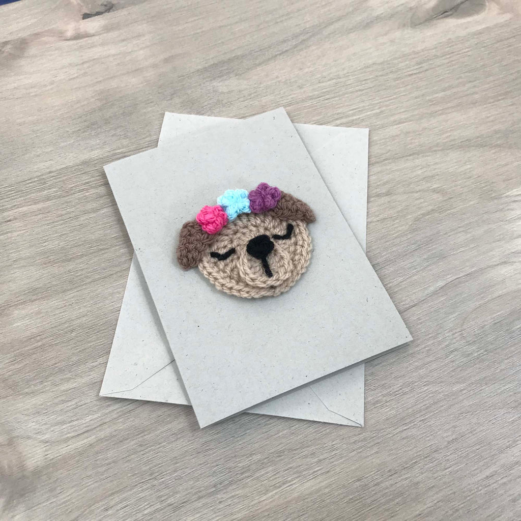 Crochet Dog 100% Recycled Greetings Card