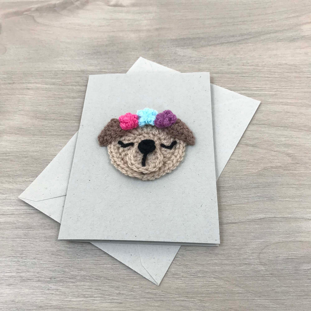 Crochet Dog 100% Recycled Greetings Card