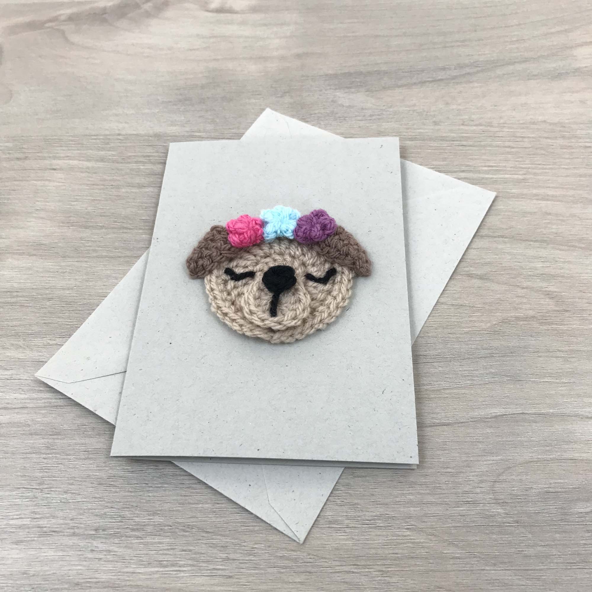 Crochet Dog 100% Recycled Greetings Card