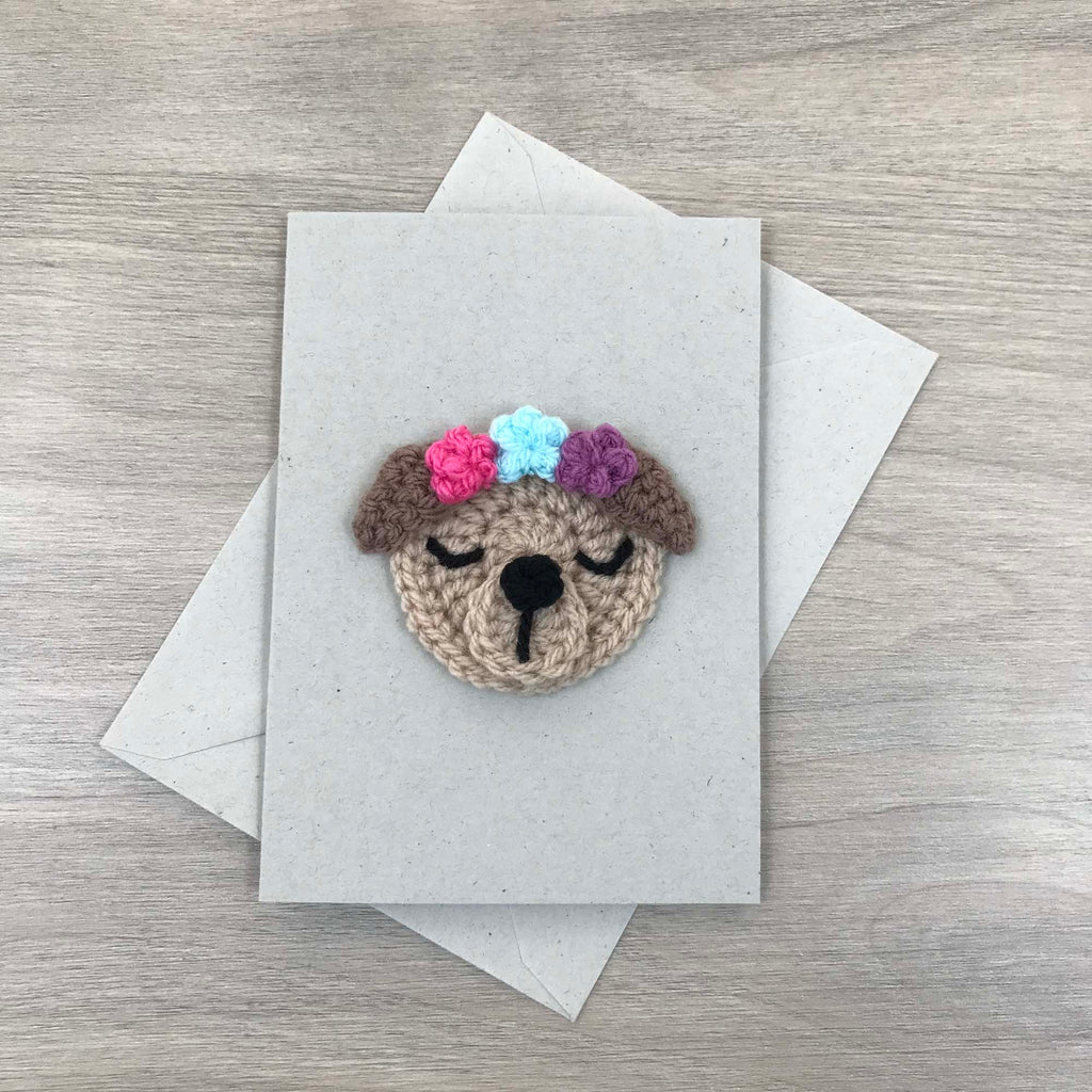 Crochet Dog 100% Recycled Greetings Card