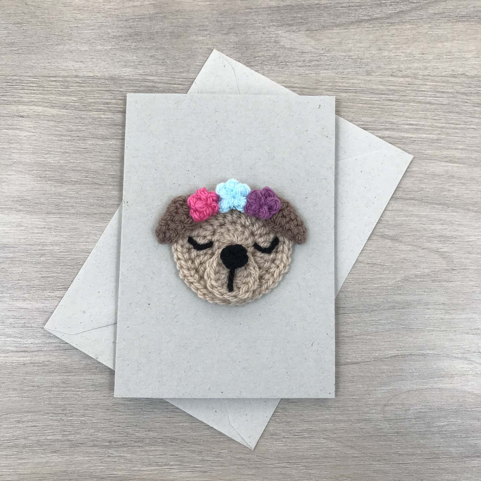 Crochet Dog 100% Recycled Greetings Card
