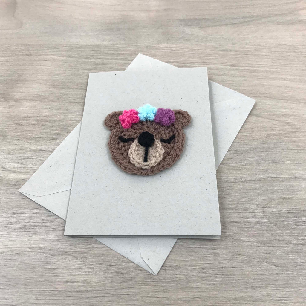 Crochet Bear 100% Recycled Greetings Card