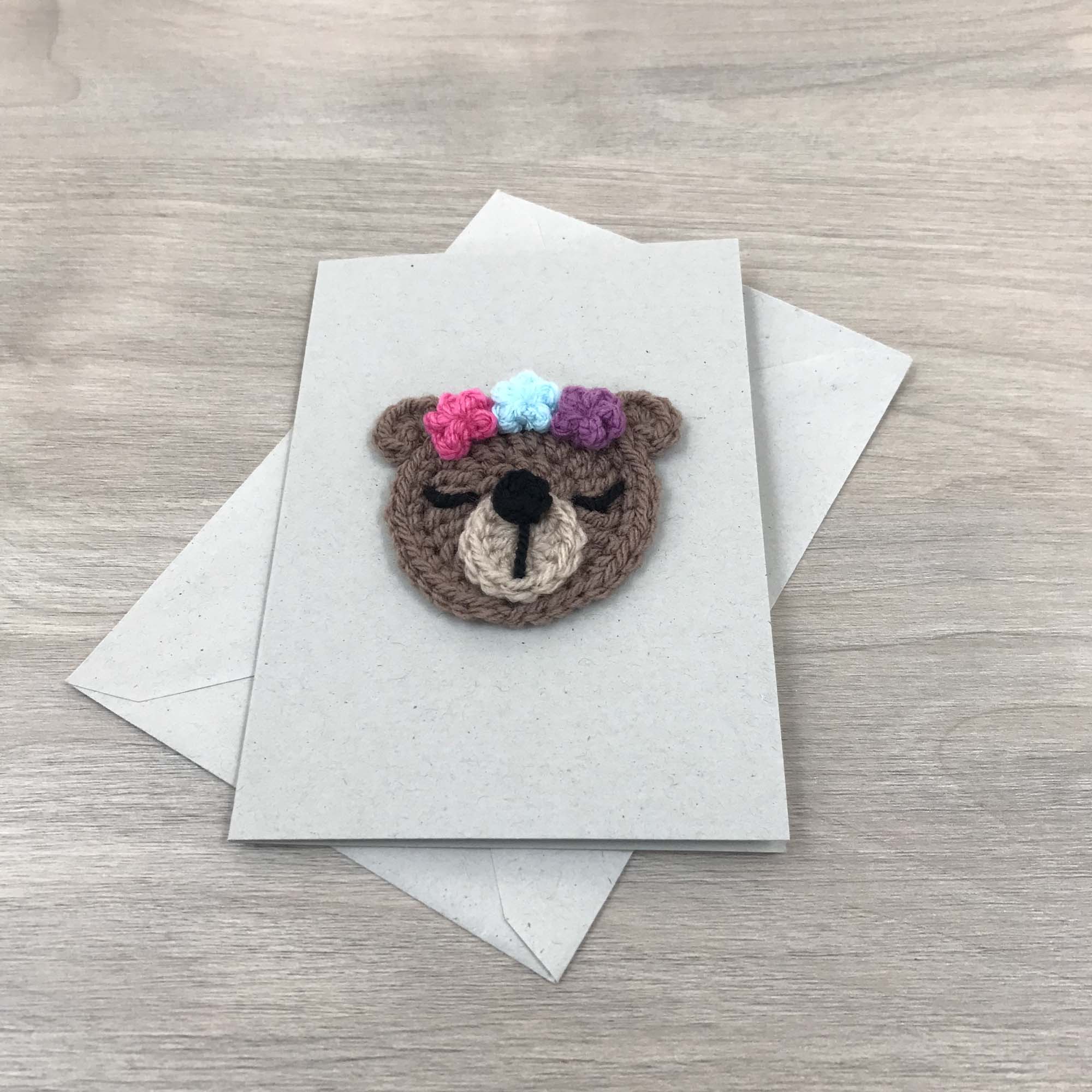 Crochet Bear 100% Recycled Greetings Card