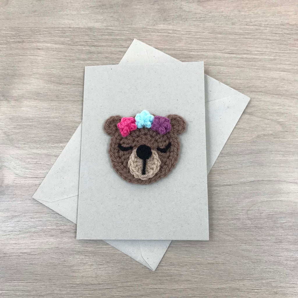 Crochet Bear 100% Recycled Greetings Card