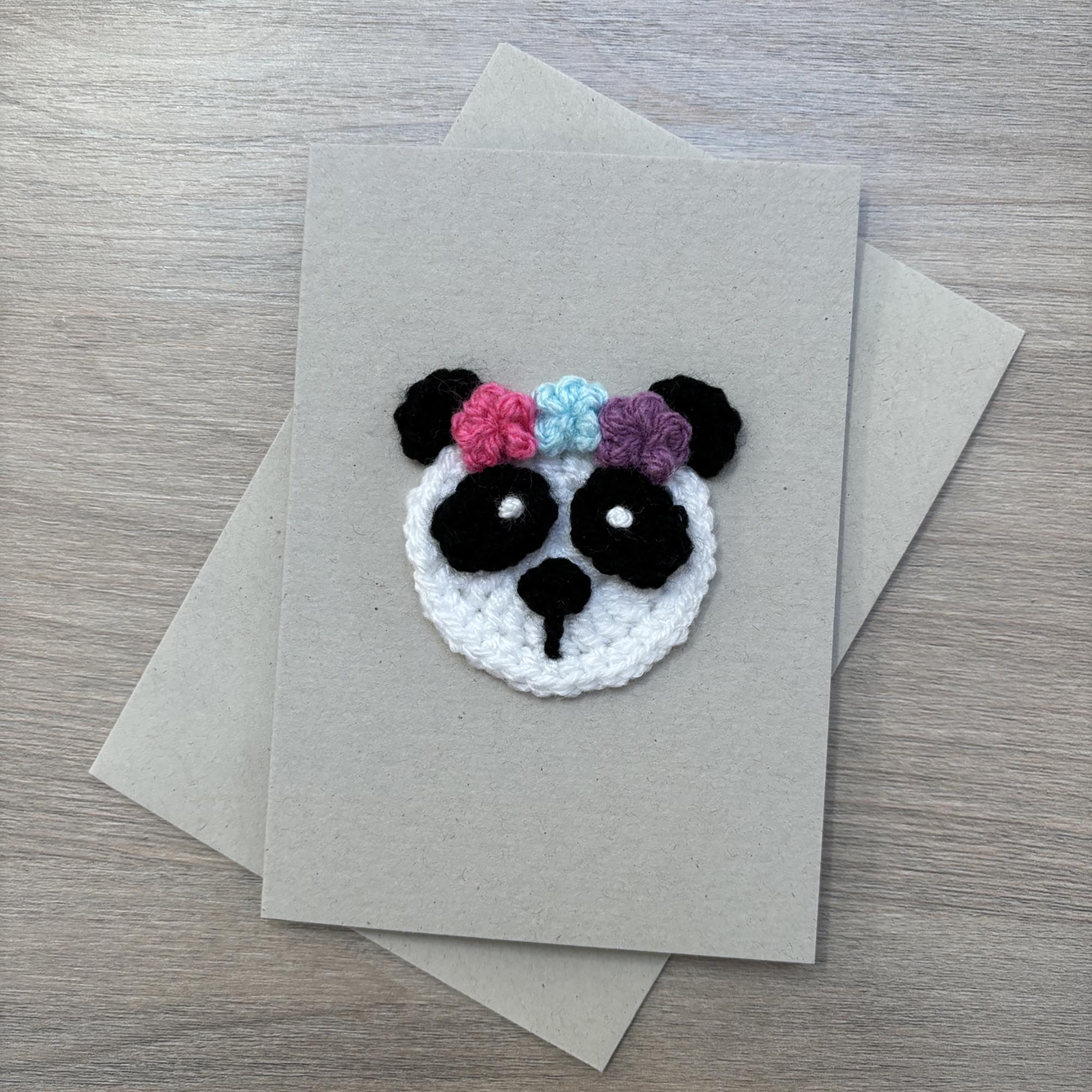 Crochet Panda 100% Recycled Greetings Card