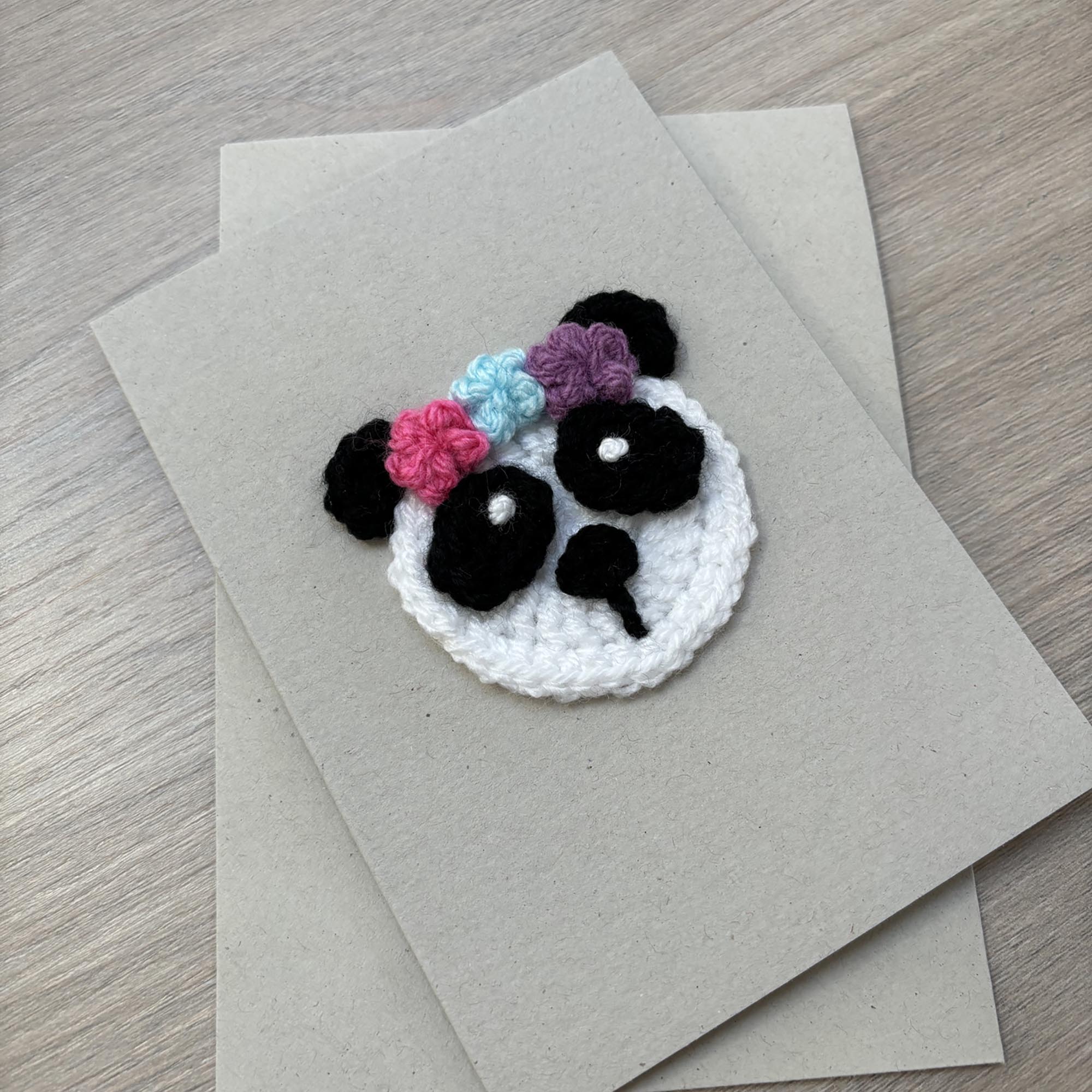 Crochet Panda 100% Recycled Greetings Card
