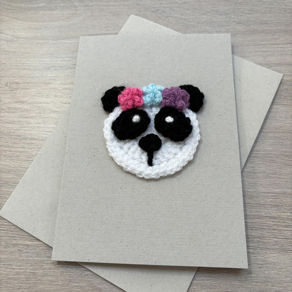 Crochet Panda 100% Recycled Greetings Card
