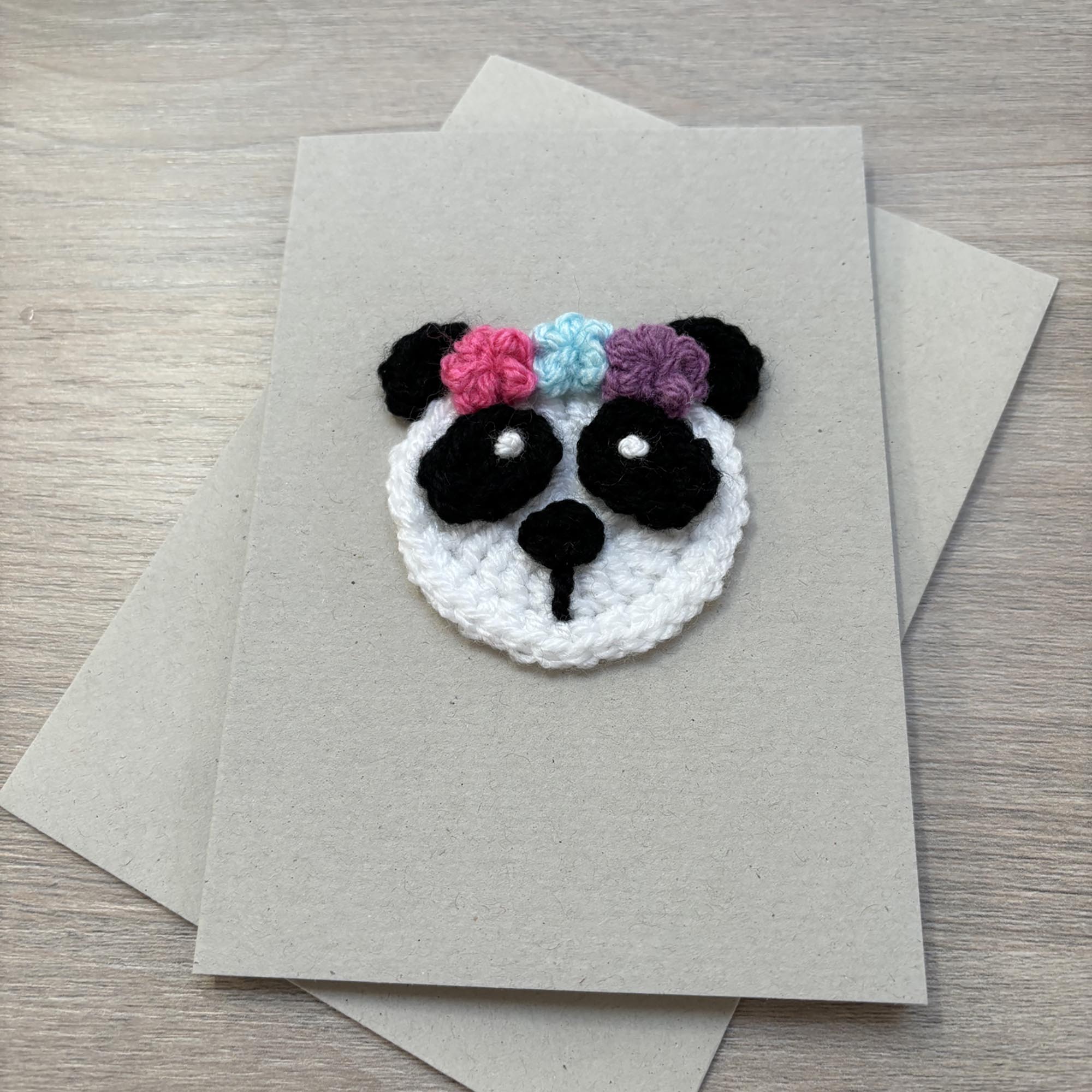 Crochet Panda 100% Recycled Greetings Card