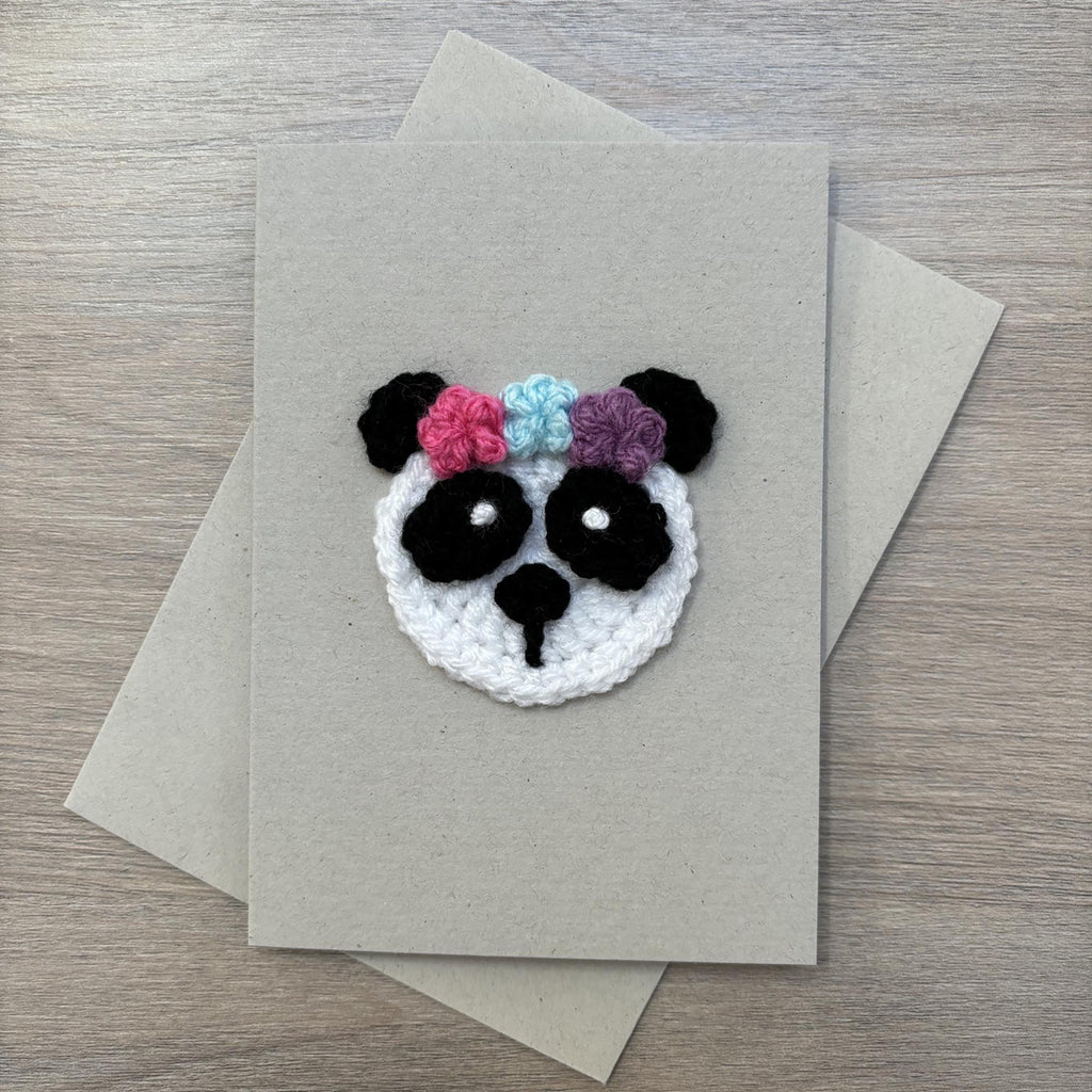 Crochet Panda 100% Recycled Greetings Card