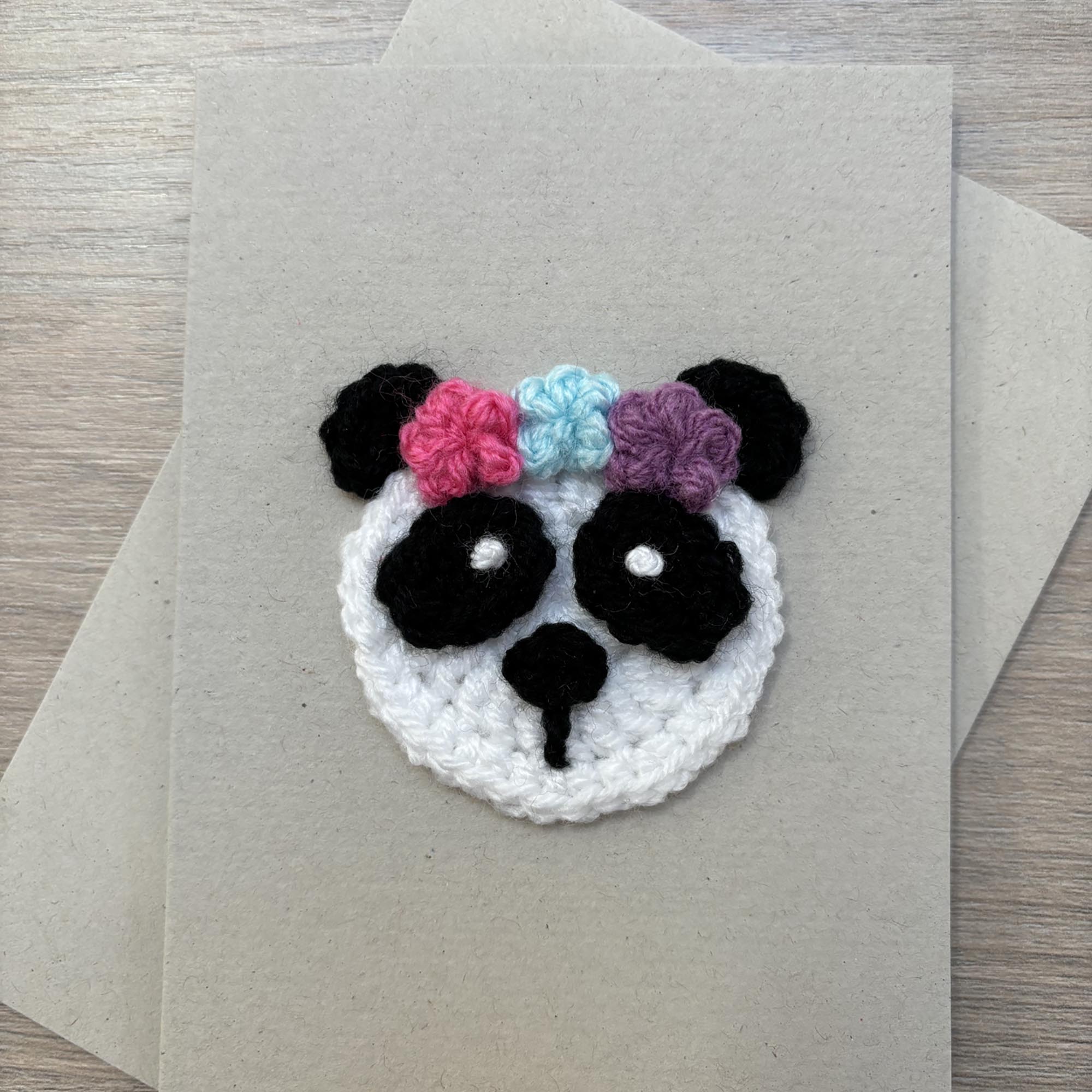 Crochet Panda 100% Recycled Greetings Card