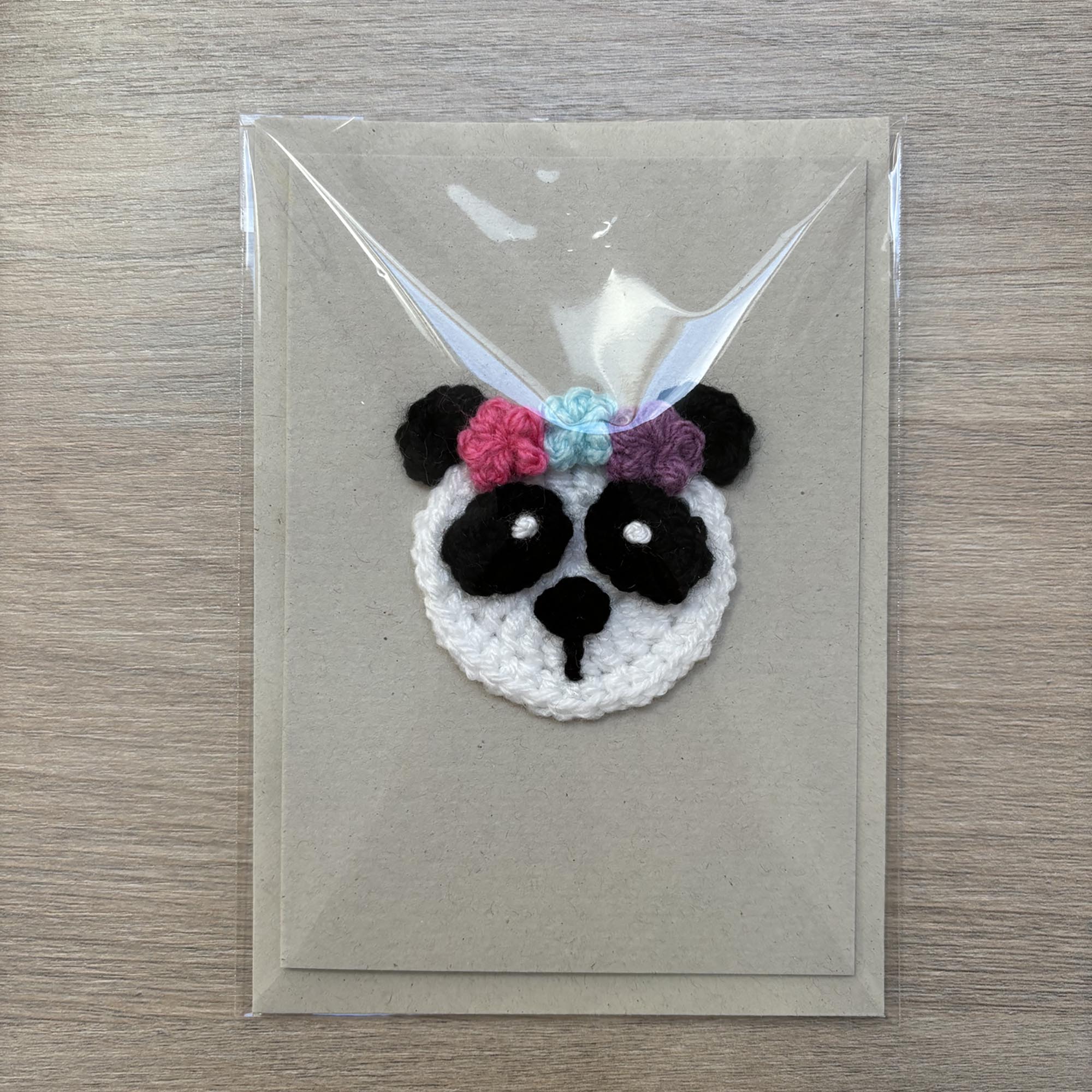 Crochet Panda 100% Recycled Greetings Card