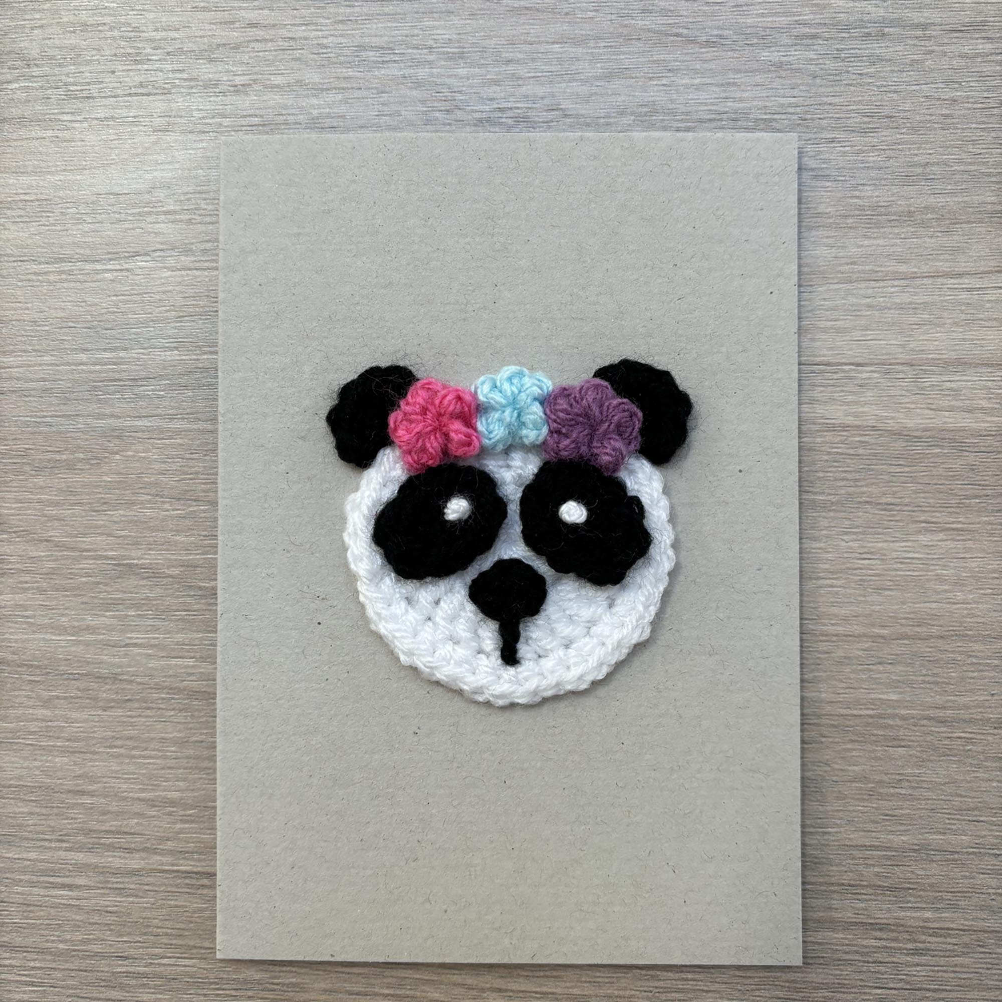 Crochet Panda 100% Recycled Greetings Card