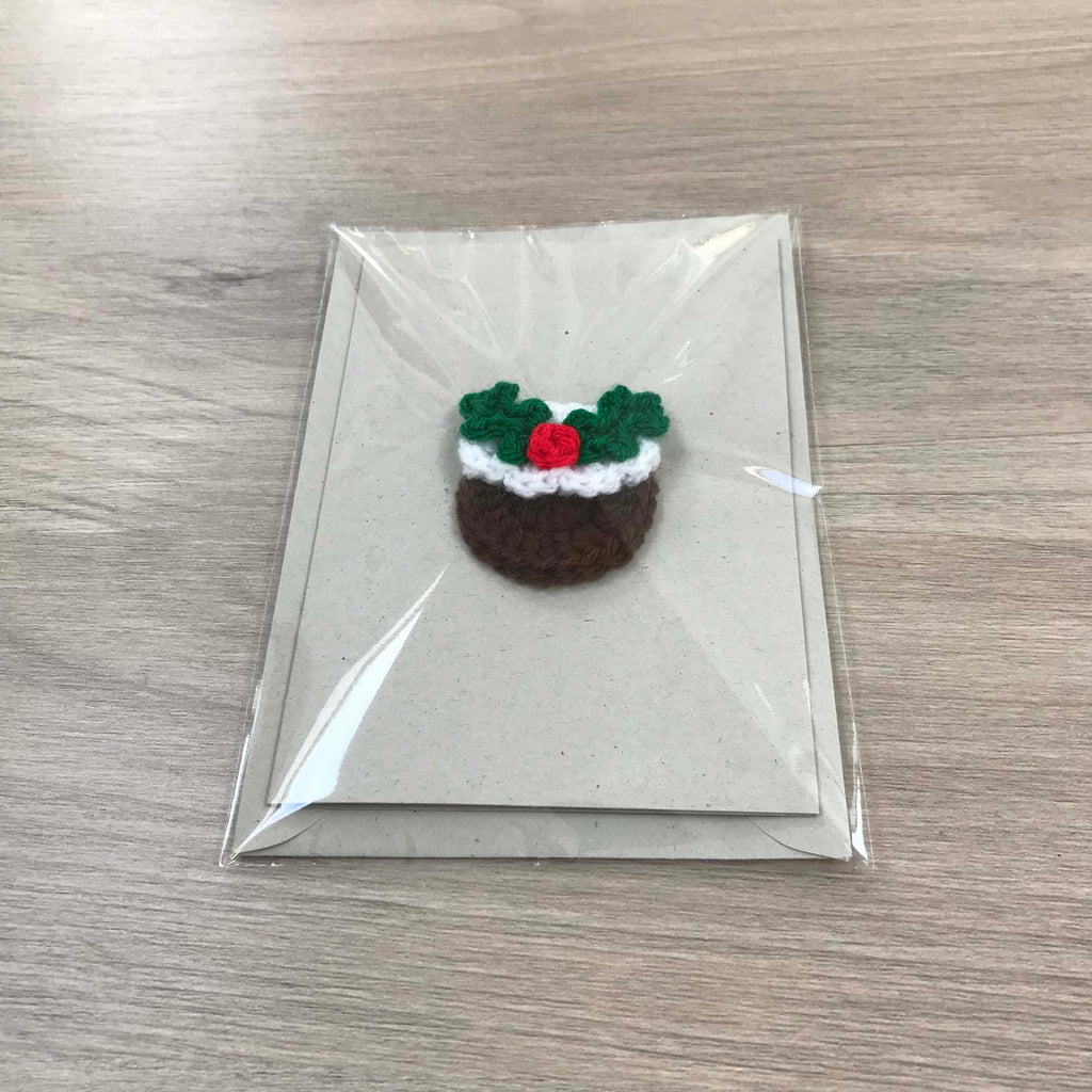 Crochet Christmas Pudding 100% Recycled Greetings Card A6
