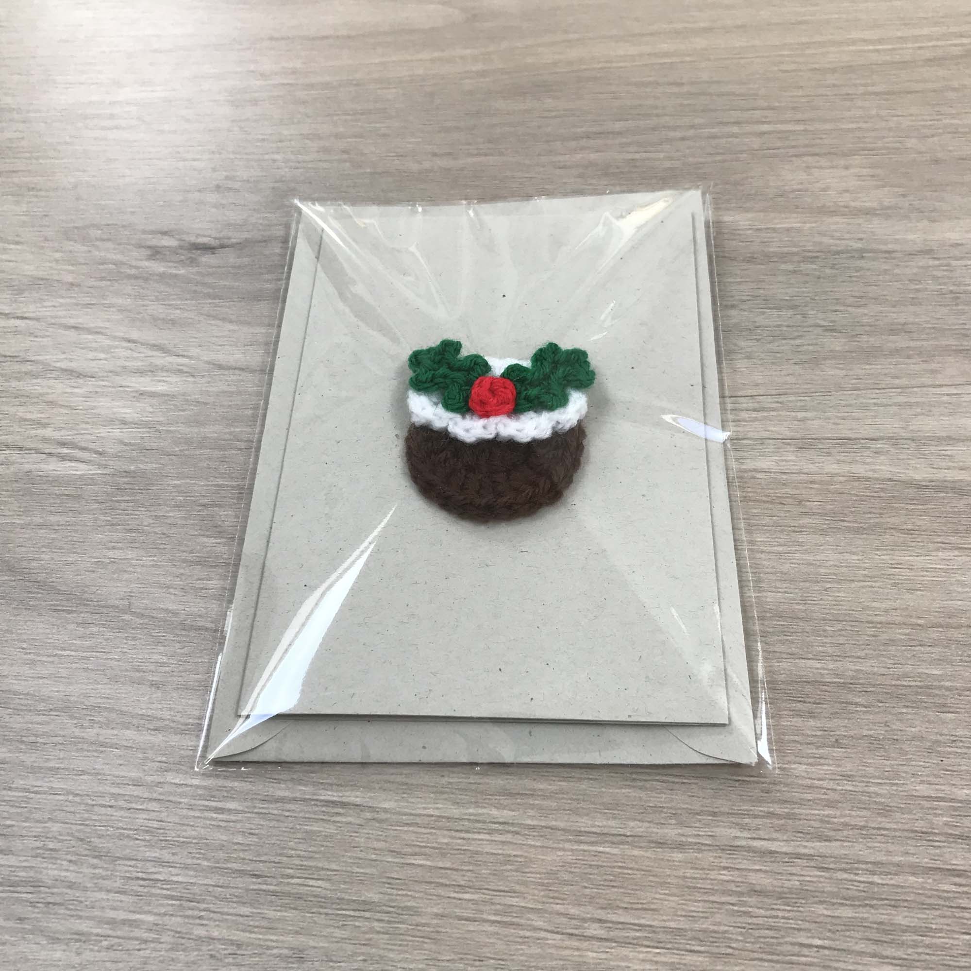 Crochet Christmas Pudding 100% Recycled Greetings Card A6