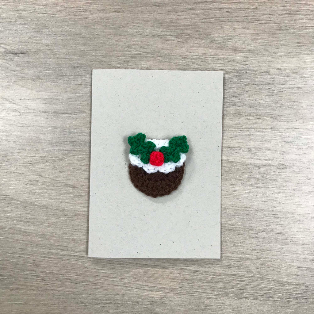Crochet Christmas Pudding 100% Recycled Greetings Card A6