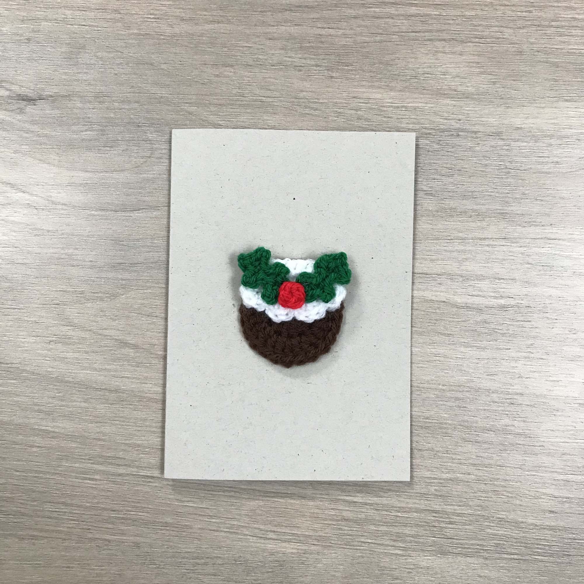 Crochet Christmas Pudding 100% Recycled Greetings Card A6