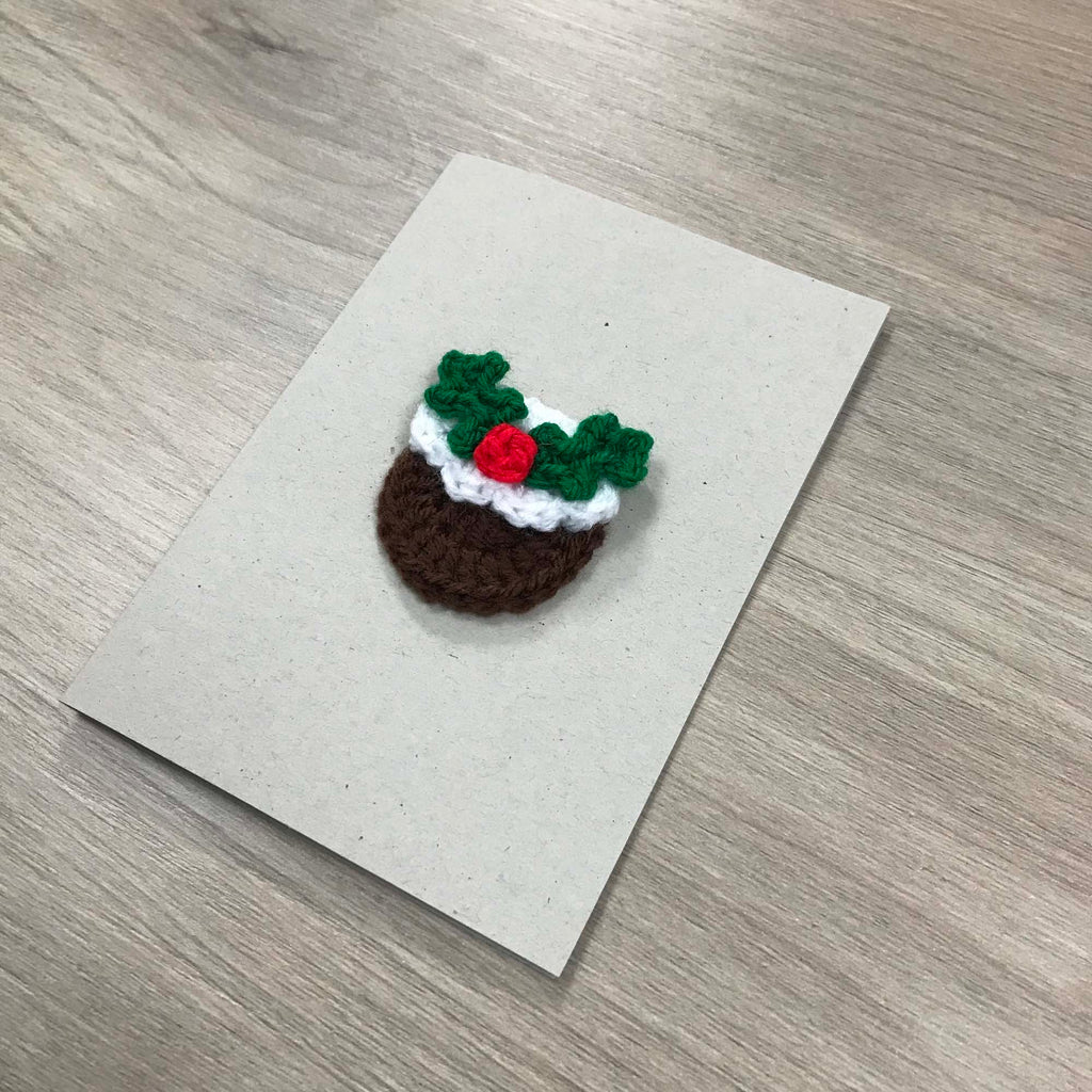 Crochet Christmas Pudding 100% Recycled Greetings Card A6