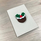 Crochet Christmas Pudding 100% Recycled Greetings Card A6