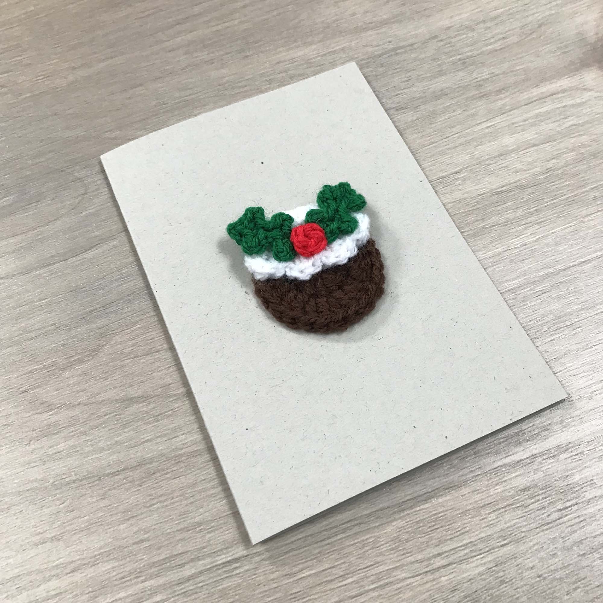 Crochet Christmas Pudding 100% Recycled Greetings Card A6