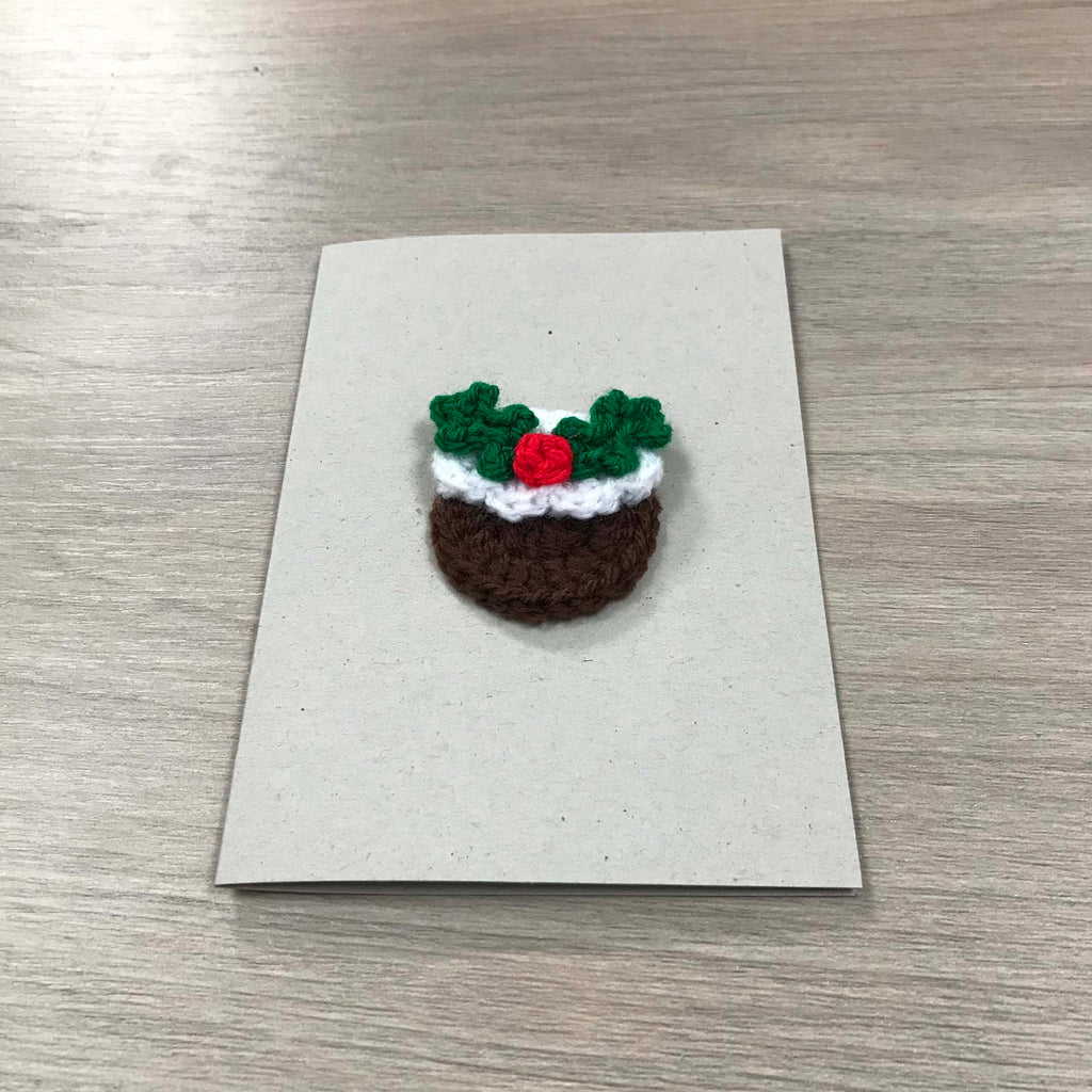 Crochet Christmas Pudding 100% Recycled Greetings Card A6