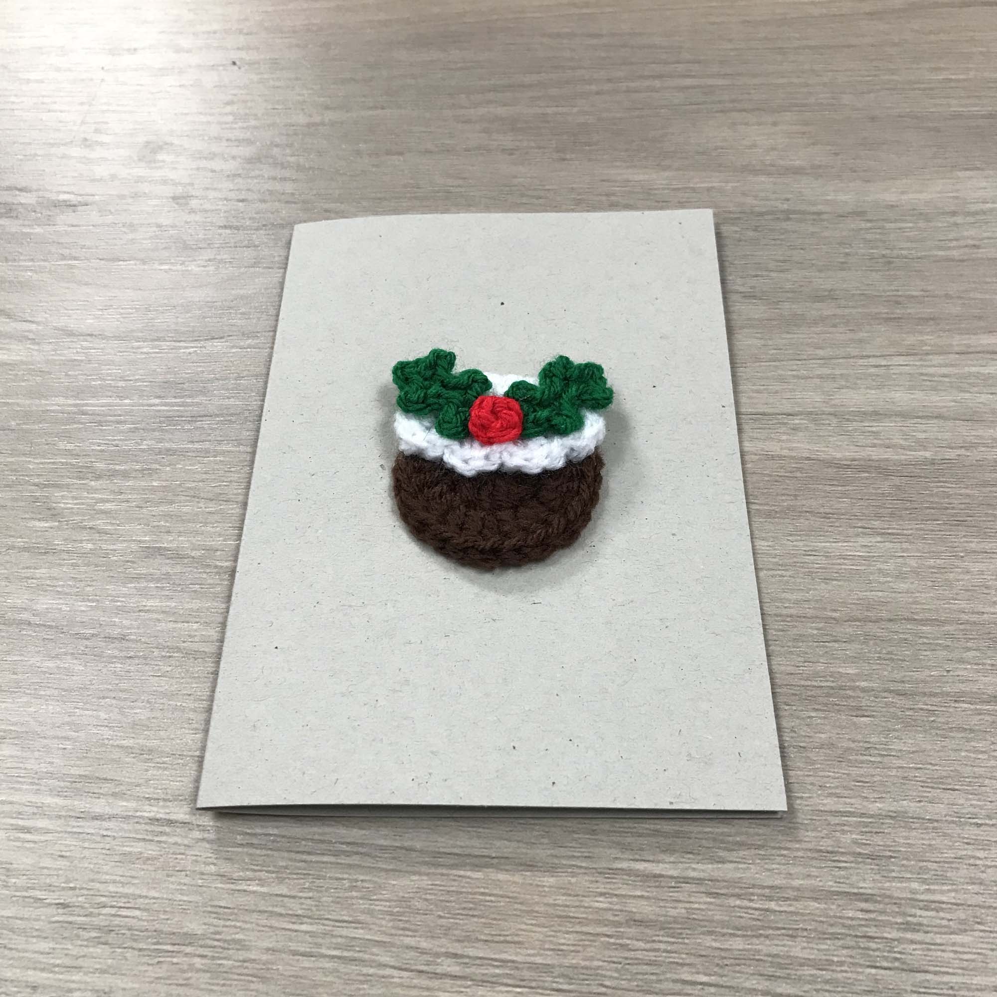 Crochet Christmas Pudding 100% Recycled Greetings Card A6