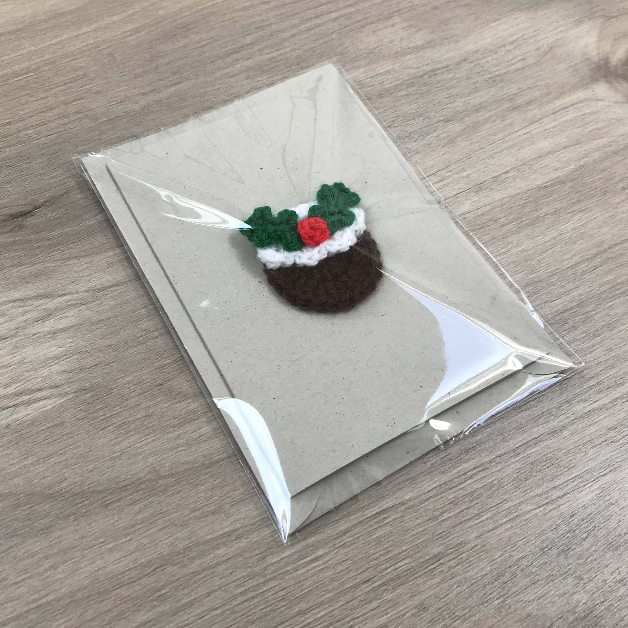 Crochet Christmas Pudding 100% Recycled Greetings Card A6