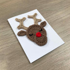 Crochet Christmas Reindeer 100% Recycled Greetings Card A6